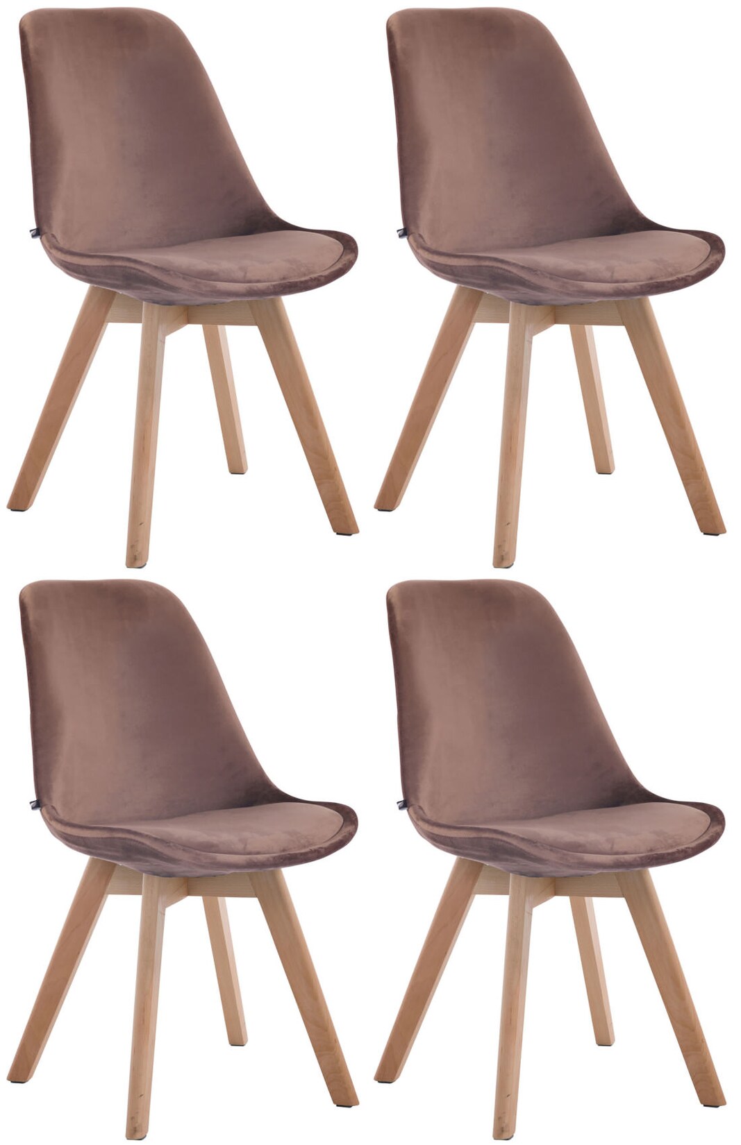 CLP 4er Set Retrostühle Borneo Samt Mit Hochwertiger Polsterung I Lehnstühle mit robustem Holzgestell | 04251756463380