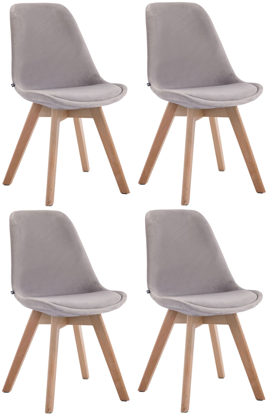 CLP 4er Set Retrost&uuml;hle Borneo Samt Mit Hochwertiger Polsterung I Lehnst&uuml;hle mit robustem Holzgestell - Bild 1