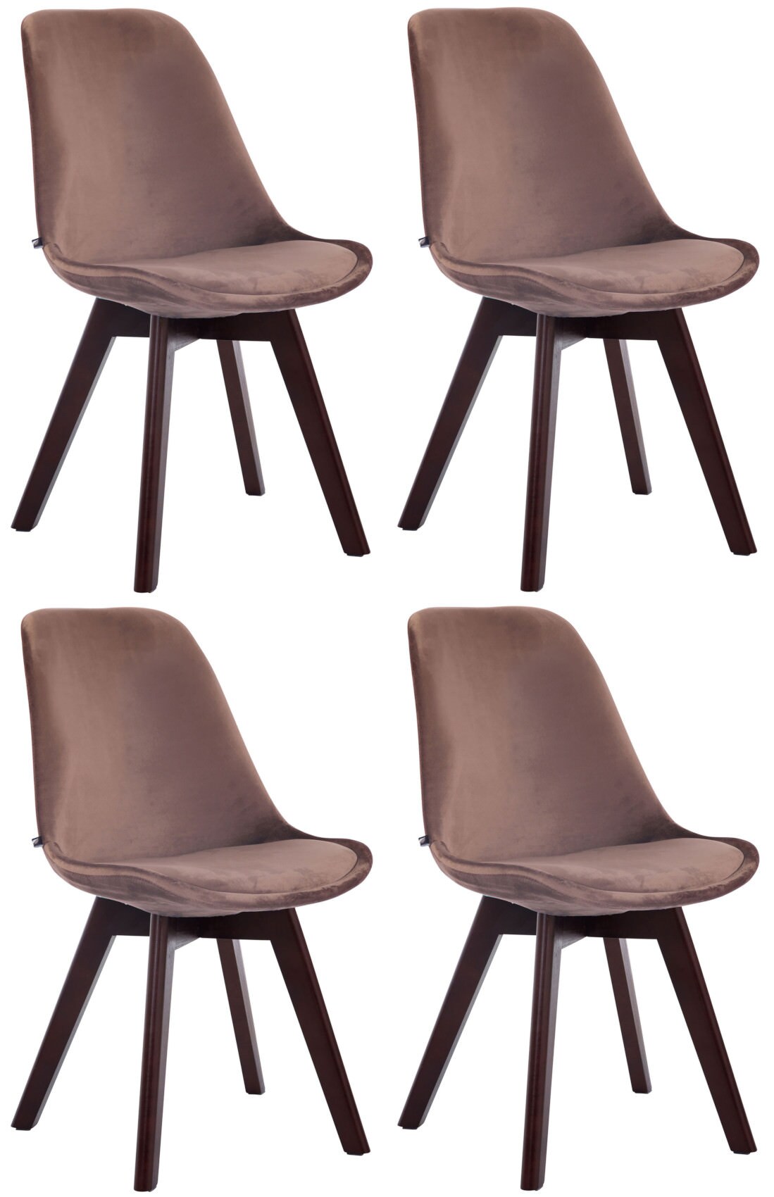 CLP 4er Set Retrost&uuml;hle Borneo Samt Mit Hochwertiger Polsterung I Lehnst&uuml;hle mit robustem Holzgestell - Bild 1