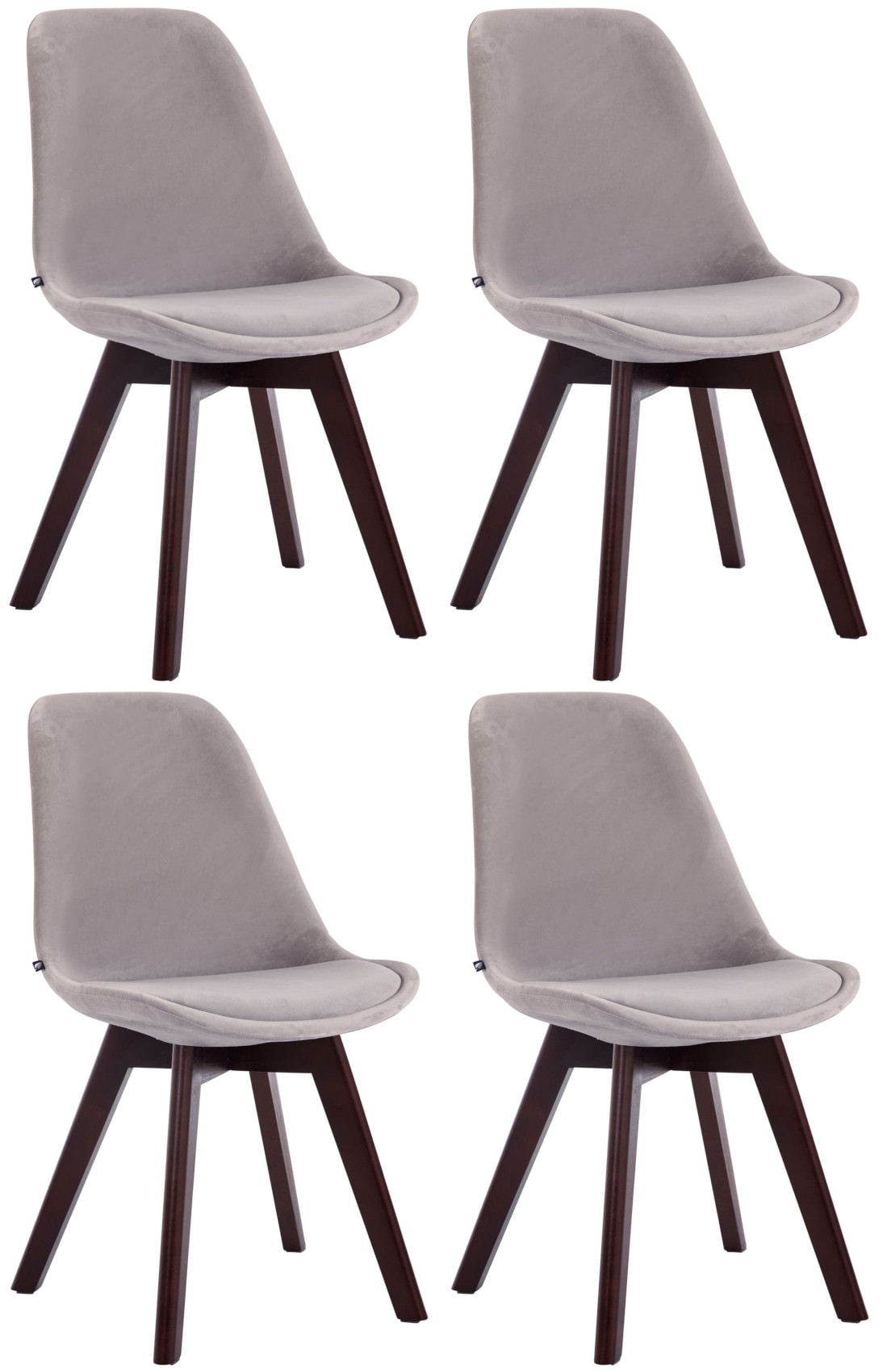 CLP 4er Set Retrost&uuml;hle Borneo Samt Mit Hochwertiger Polsterung I Lehnst&uuml;hle mit robustem Holzgestell - Bild 1