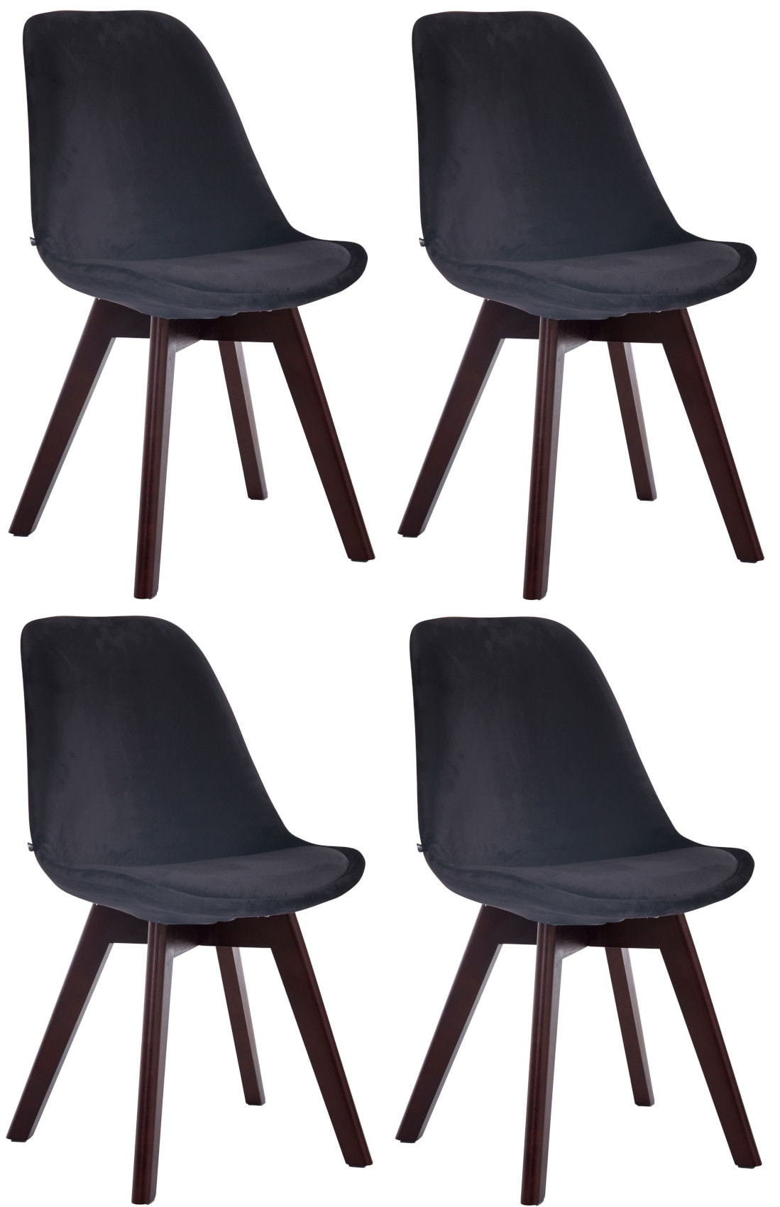 CLP 4er Set Retrost&uuml;hle Borneo Samt Mit Hochwertiger Polsterung I Lehnst&uuml;hle mit robustem Holzgestell - Bild 1