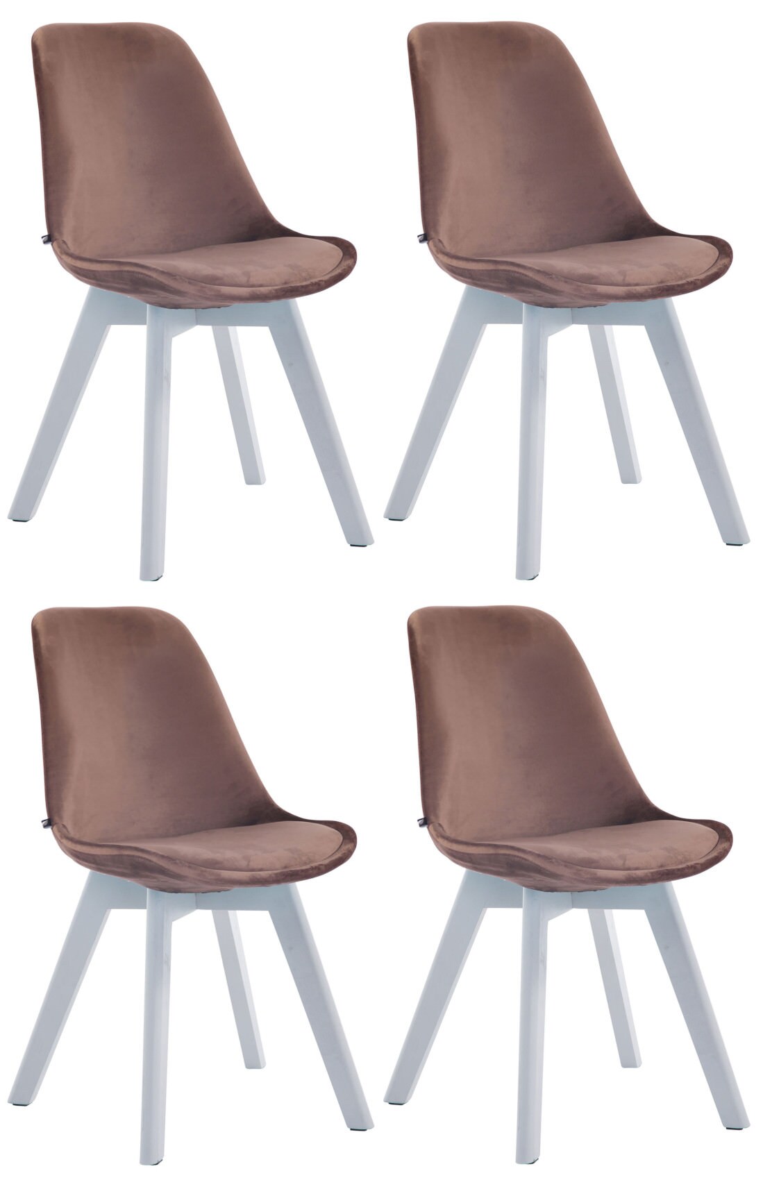 CLP 4er Set Retrost&uuml;hle Borneo Samt Mit Hochwertiger Polsterung I Lehnst&uuml;hle mit robustem Holzgestell - Bild 1