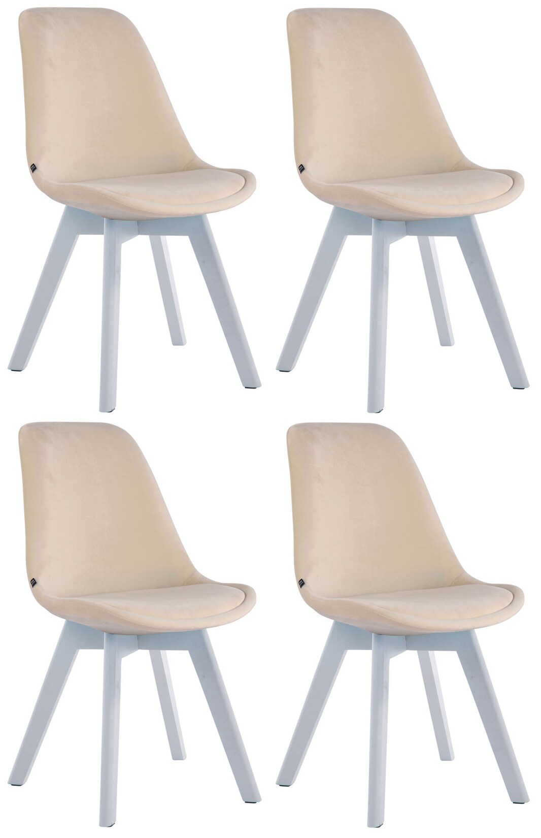 CLP 4er Set Retrostühle Borneo Samt Mit Hochwertiger Polsterung I Lehnstühle mit robustem Holzgestell