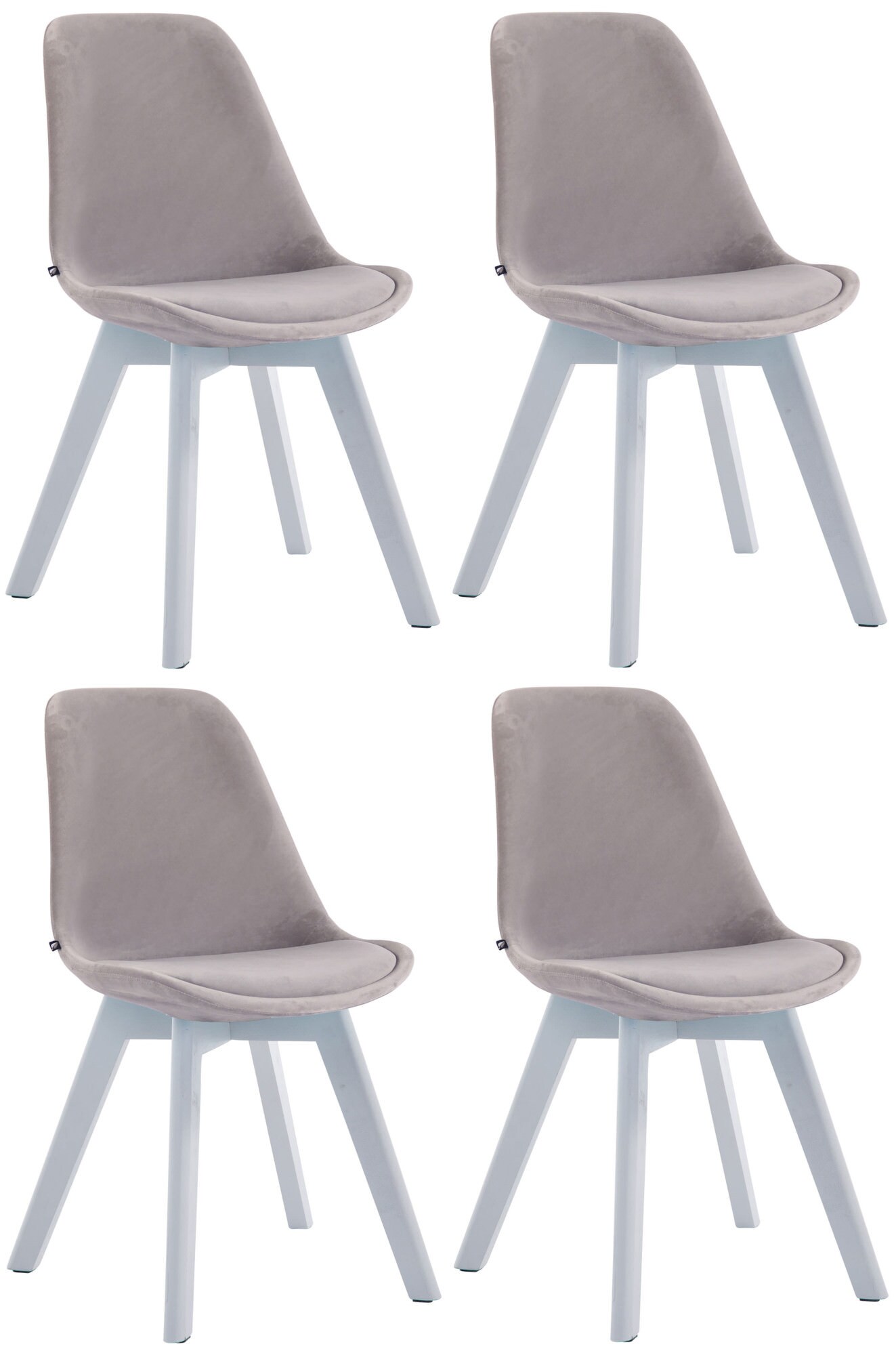 CLP 4er Set Retrost&uuml;hle Borneo Samt Mit Hochwertiger Polsterung I Lehnst&uuml;hle mit robustem Holzgestell - Bild 1