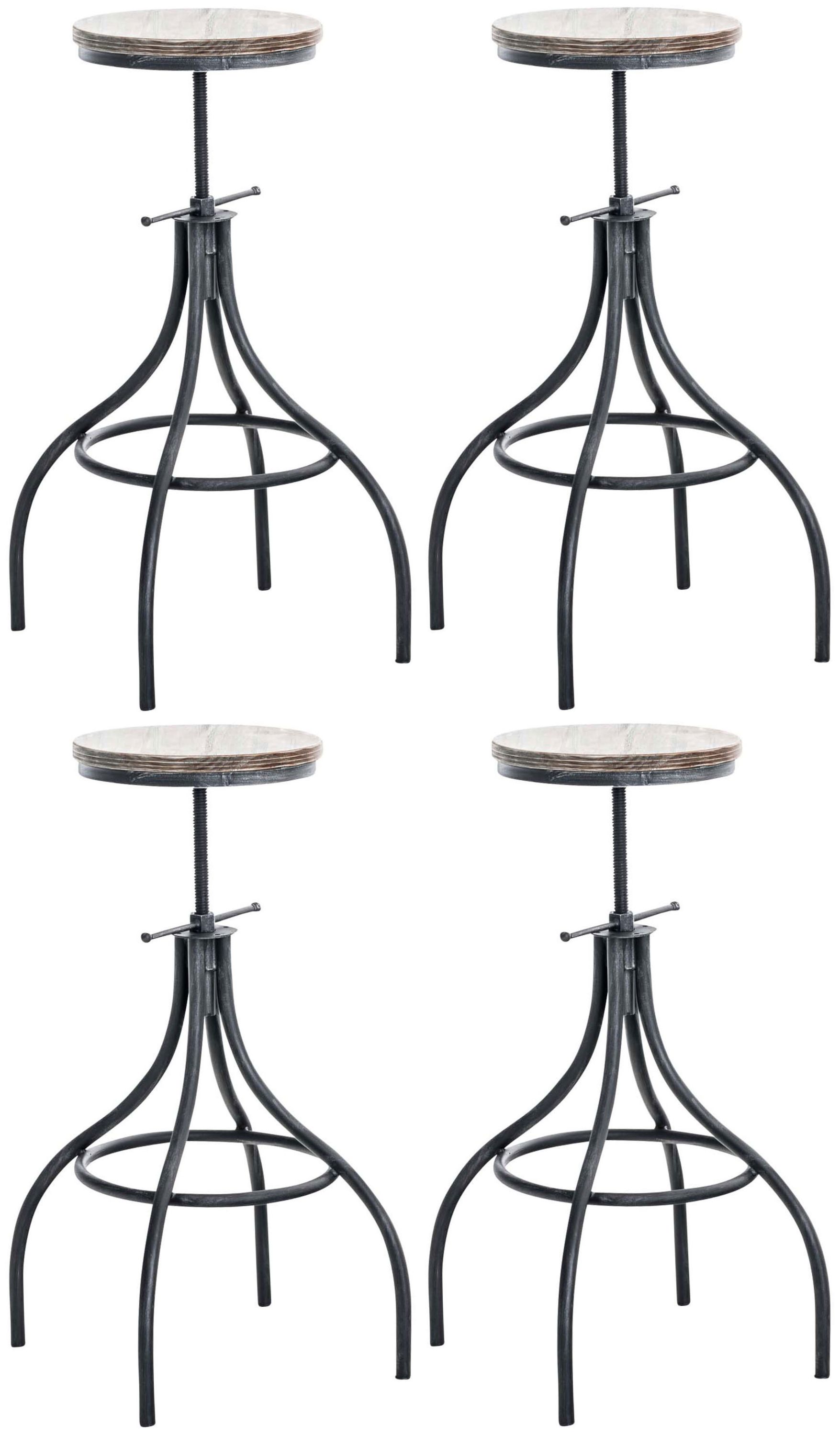 CLP 4er Set Barhocker Jos I 4er Set Sitzhocker Aus Metall Mit Holzsitz I H&ouml;henverstellbarer Thekenhocker - Bild 1
