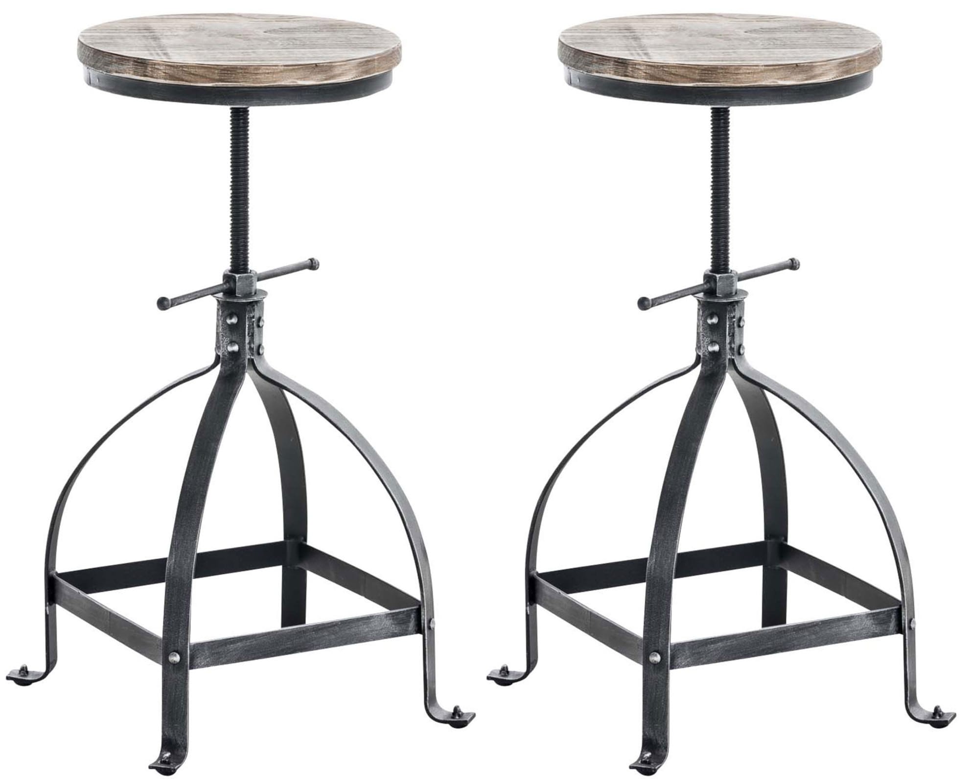CLP 2er Set Barhocker Raja I H&ouml;henverstellbare Sitzhocker Mit Holzsitz, Metallgestell Und Runden Sitzf&auml;chen - Bild 1