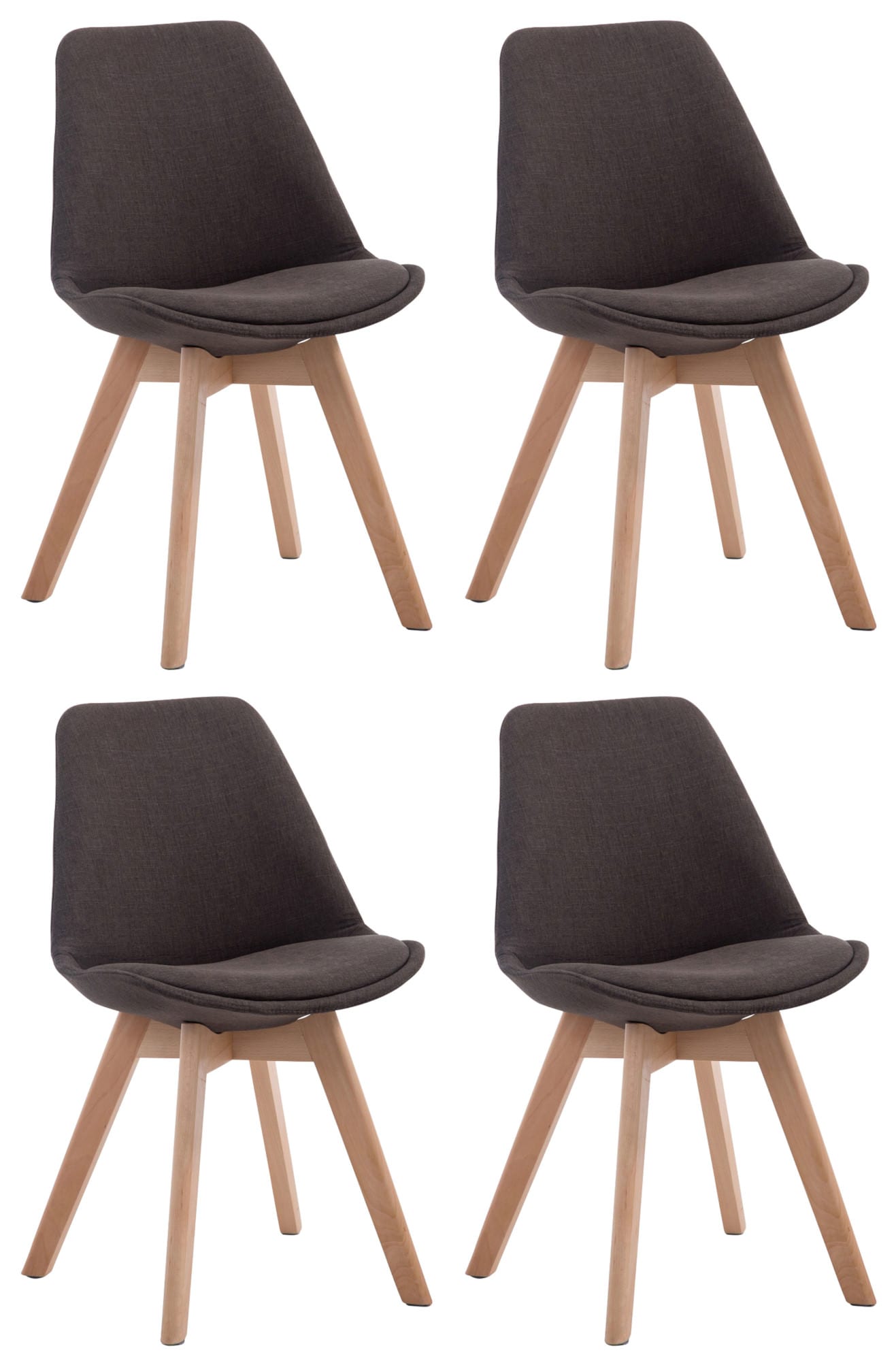 CLP 4er Set Retrost&uuml;hle Borneo V2 Mit Stoffbezug Und Hochwertiger Polsterung I Lehnst&uuml;hle Mit Holzgestell - Bild 1