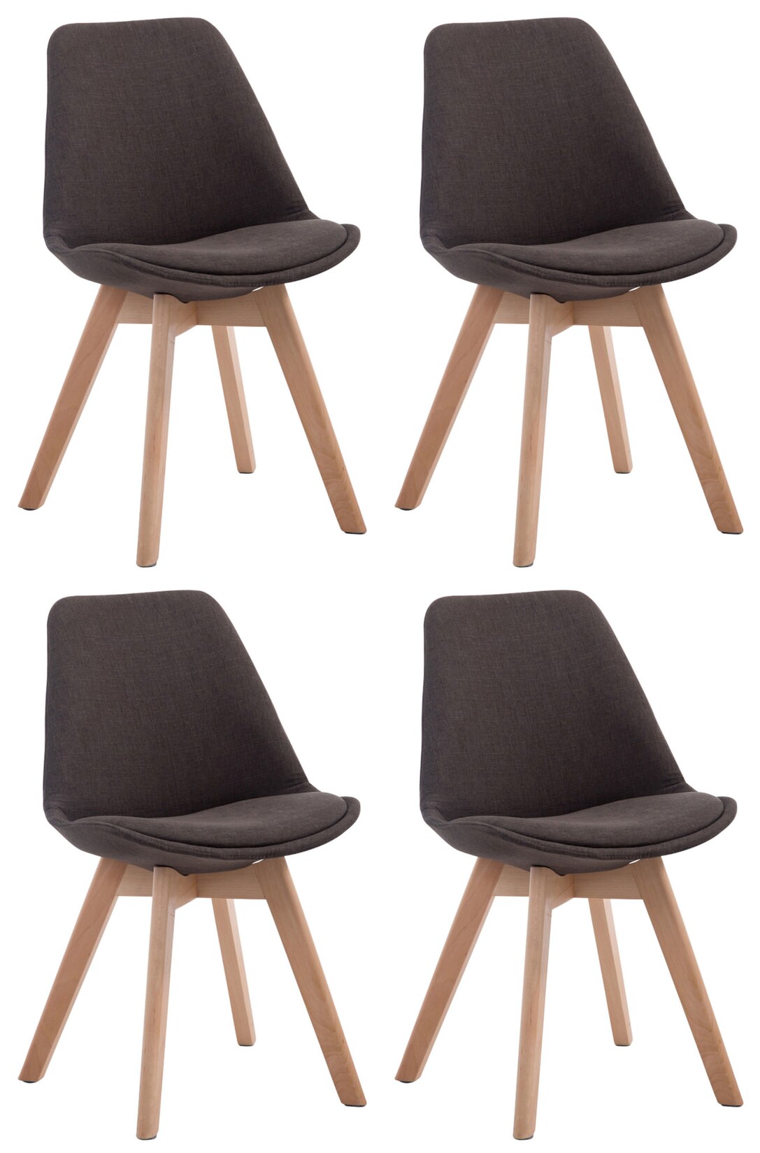 CLP 4er Set Retrostühle Borneo V2 Mit Stoffbezug Und Hochwertiger Polsterung I Lehnstühle Mit Holzgestell