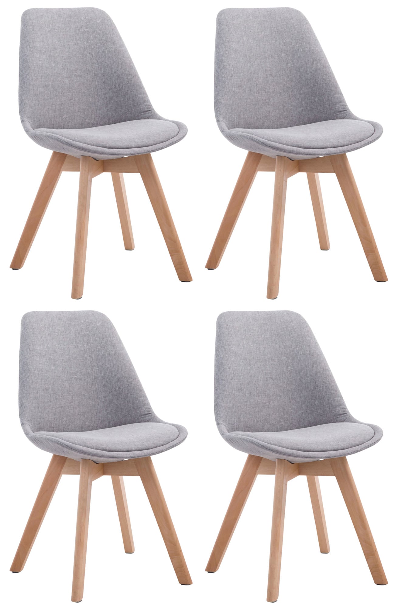 CLP 4er Set Retrost&uuml;hle Borneo V2 Mit Stoffbezug Und Hochwertiger Polsterung I Lehnst&uuml;hle Mit Holzgestell - Bild 1