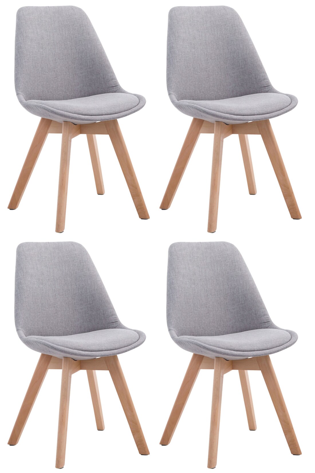 CLP 4er Set Retrostühle Borneo V2 Mit Stoffbezug Und Hochwertiger Polsterung I Lehnstühle Mit Holzgestell