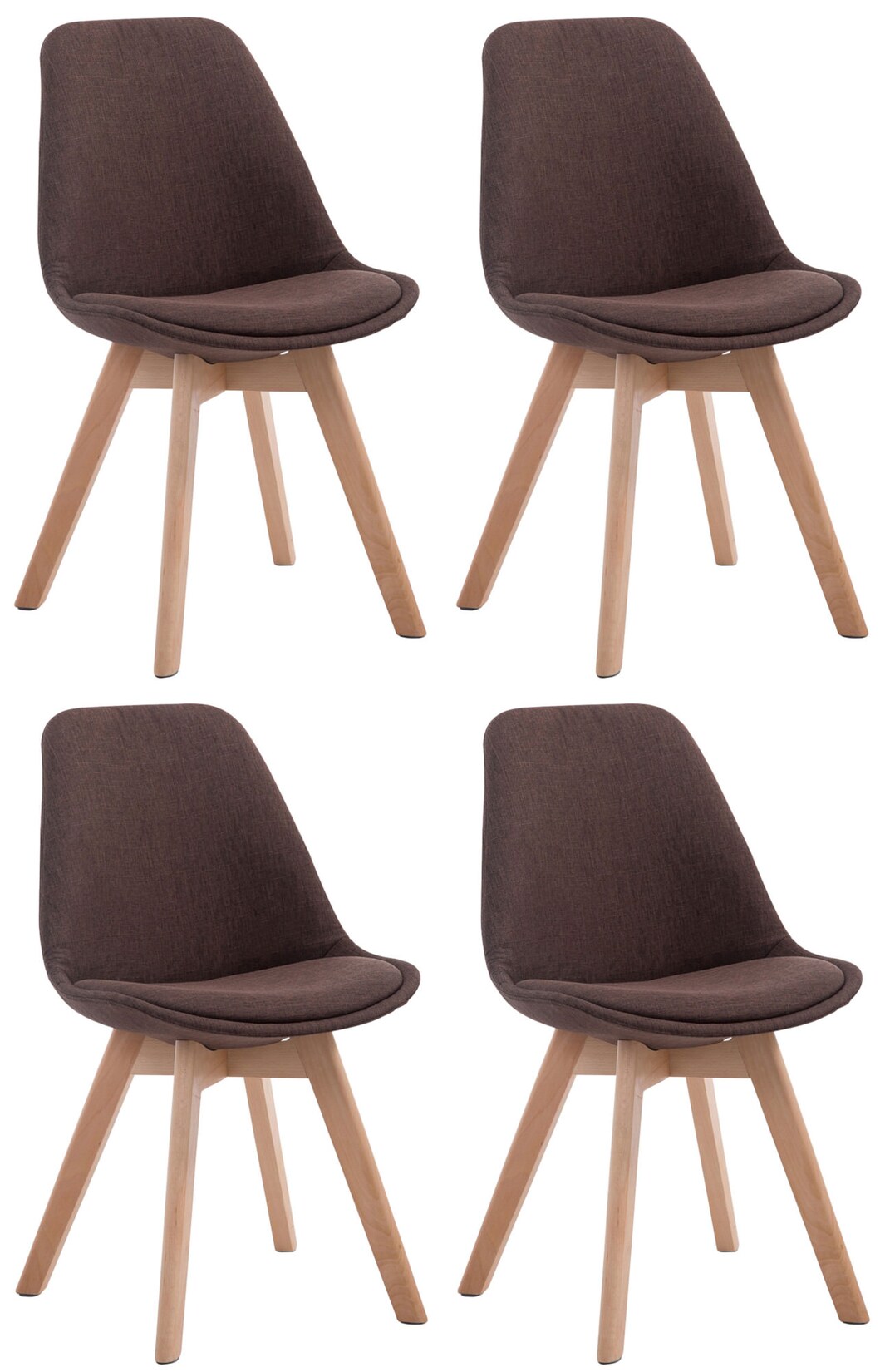 CLP 4er Set Retrostühle Borneo V2 Mit Stoffbezug Und Hochwertiger Polsterung I Lehnstühle Mit Holzgestell