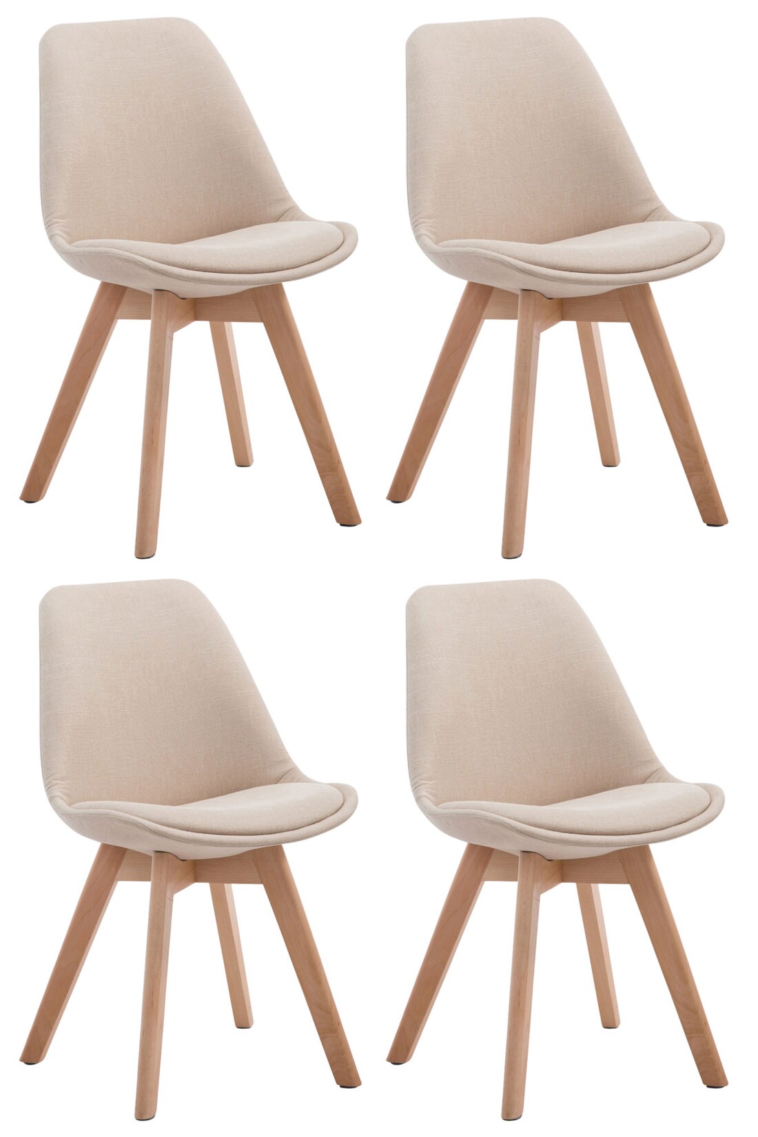CLP 4er Set Retrostühle Borneo V2 Mit Stoffbezug Und Hochwertiger Polsterung I Lehnstühle Mit Holzgestell