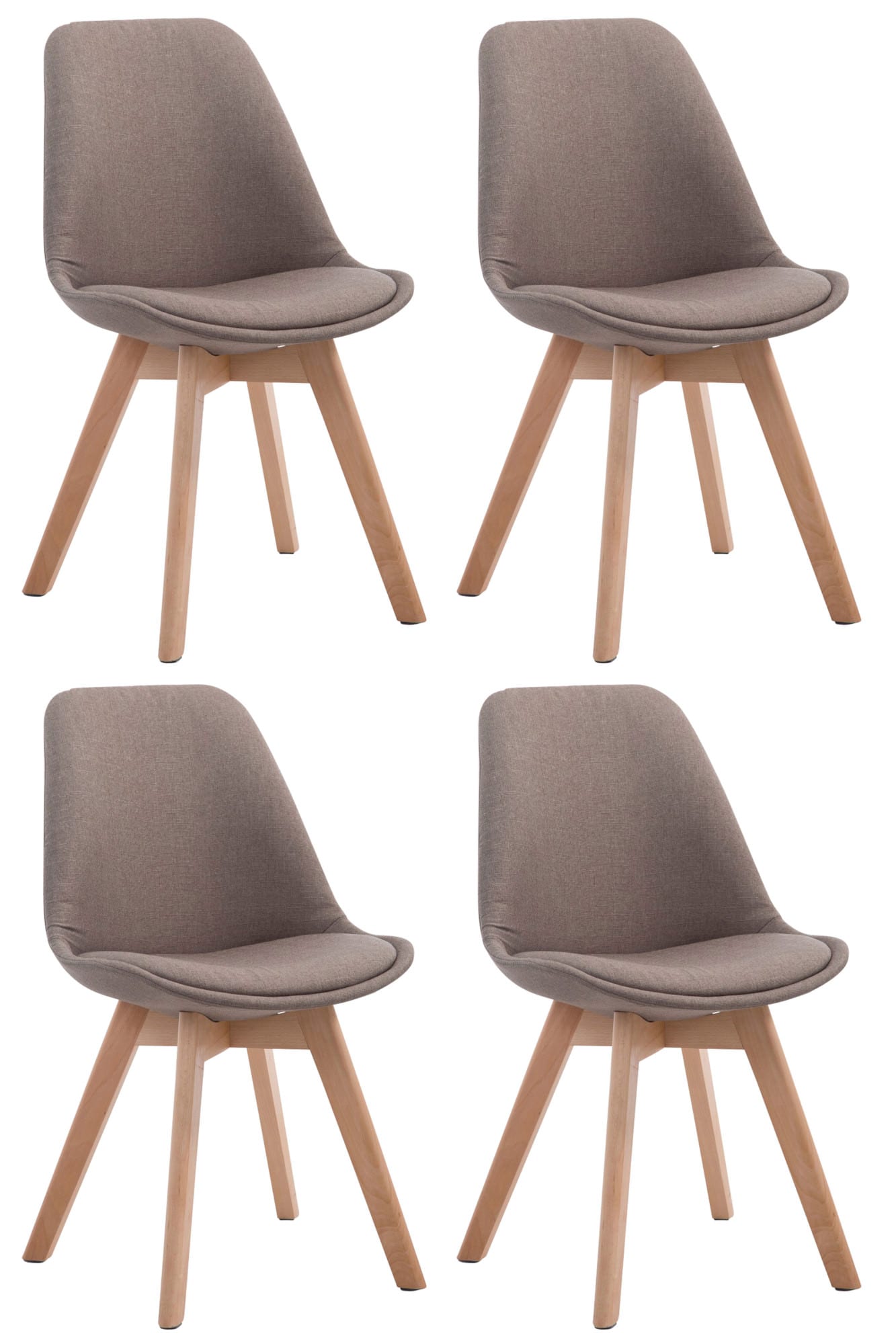 CLP 4er Set Retrost&uuml;hle Borneo V2 Mit Stoffbezug Und Hochwertiger Polsterung I Lehnst&uuml;hle Mit Holzgestell - Bild 1