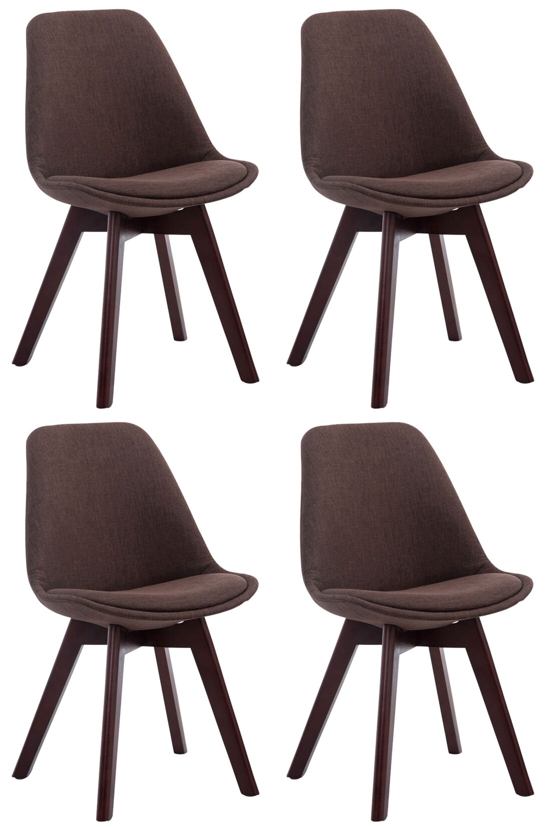 CLP 4er Set Retrostühle Borneo V2 Mit Stoffbezug Und Hochwertiger Polsterung I Lehnstühle Mit Holzgestell