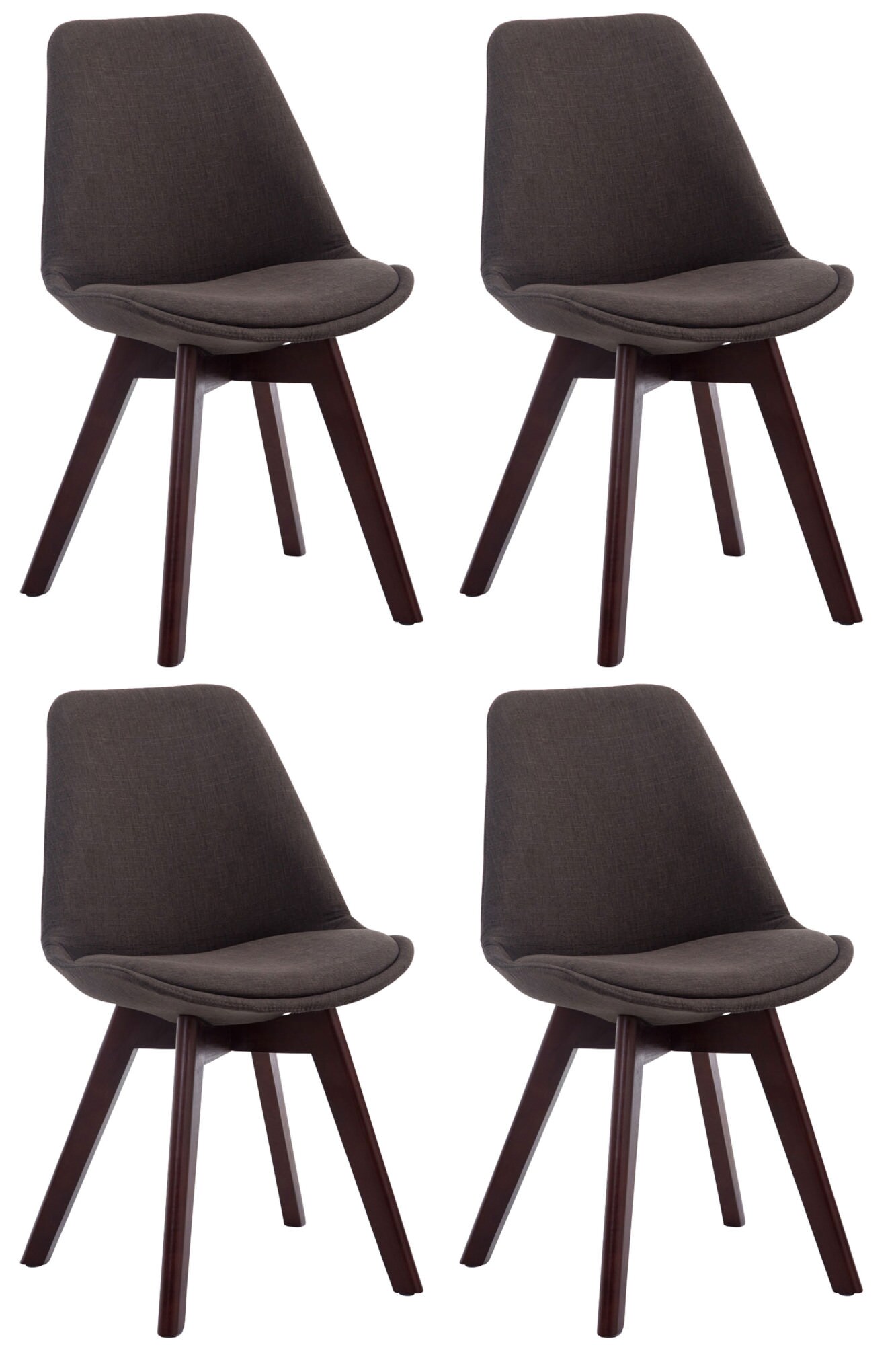 CLP 4er Set Retrost&uuml;hle Borneo V2 Mit Stoffbezug Und Hochwertiger Polsterung I Lehnst&uuml;hle Mit Holzgestell - Bild 1