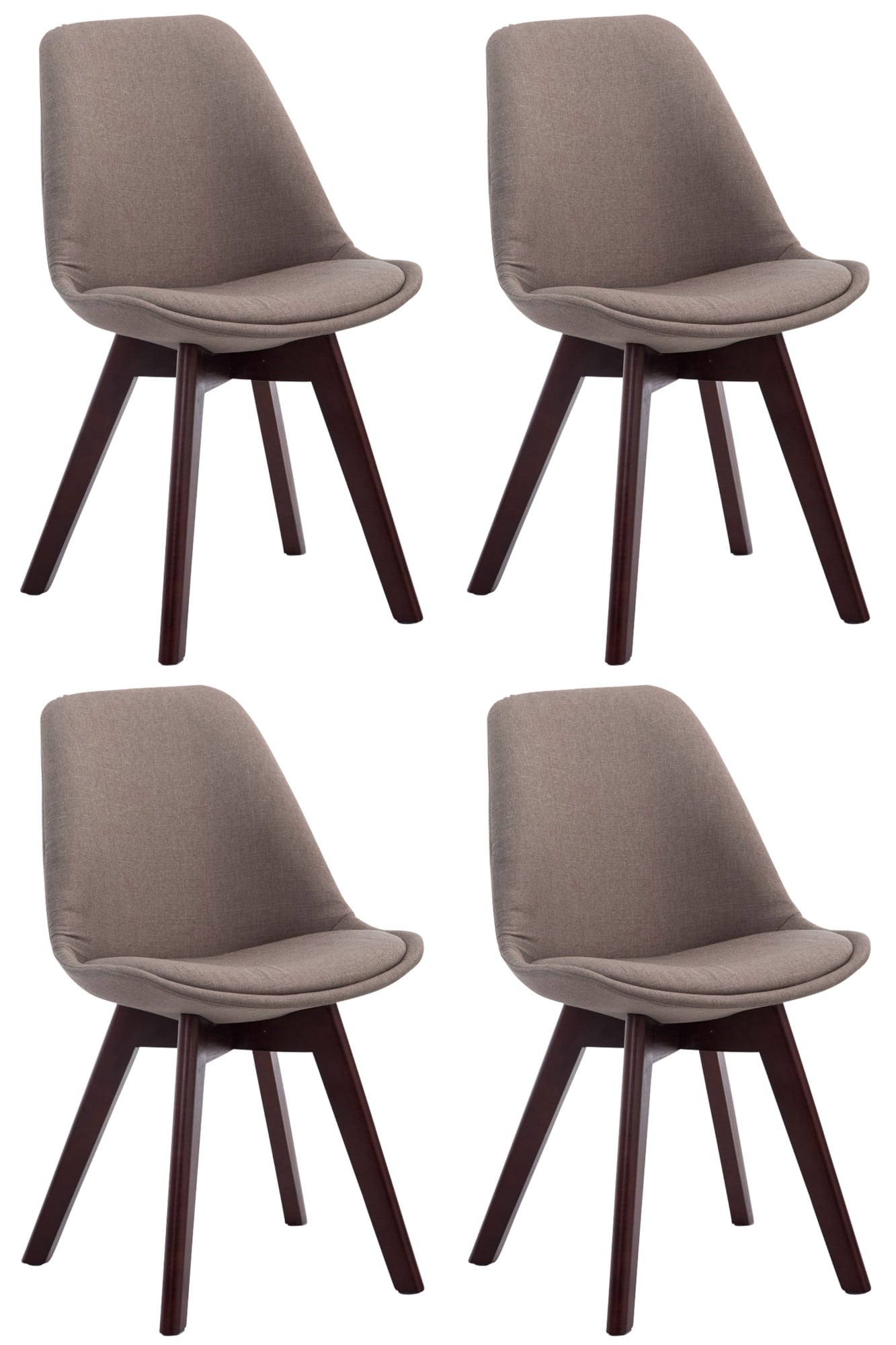 CLP 4er Set Retrost&uuml;hle Borneo V2 Mit Stoffbezug Und Hochwertiger Polsterung I Lehnst&uuml;hle Mit Holzgestell - Bild 1