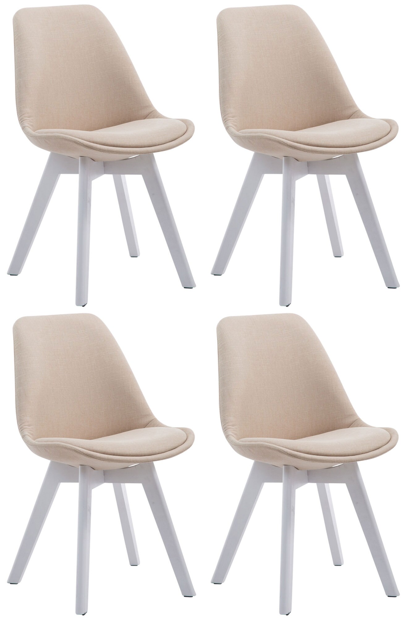 CLP 4er Set Retrost&uuml;hle Borneo V2 Mit Stoffbezug Und Hochwertiger Polsterung I Lehnst&uuml;hle Mit Holzgestell - Bild 1