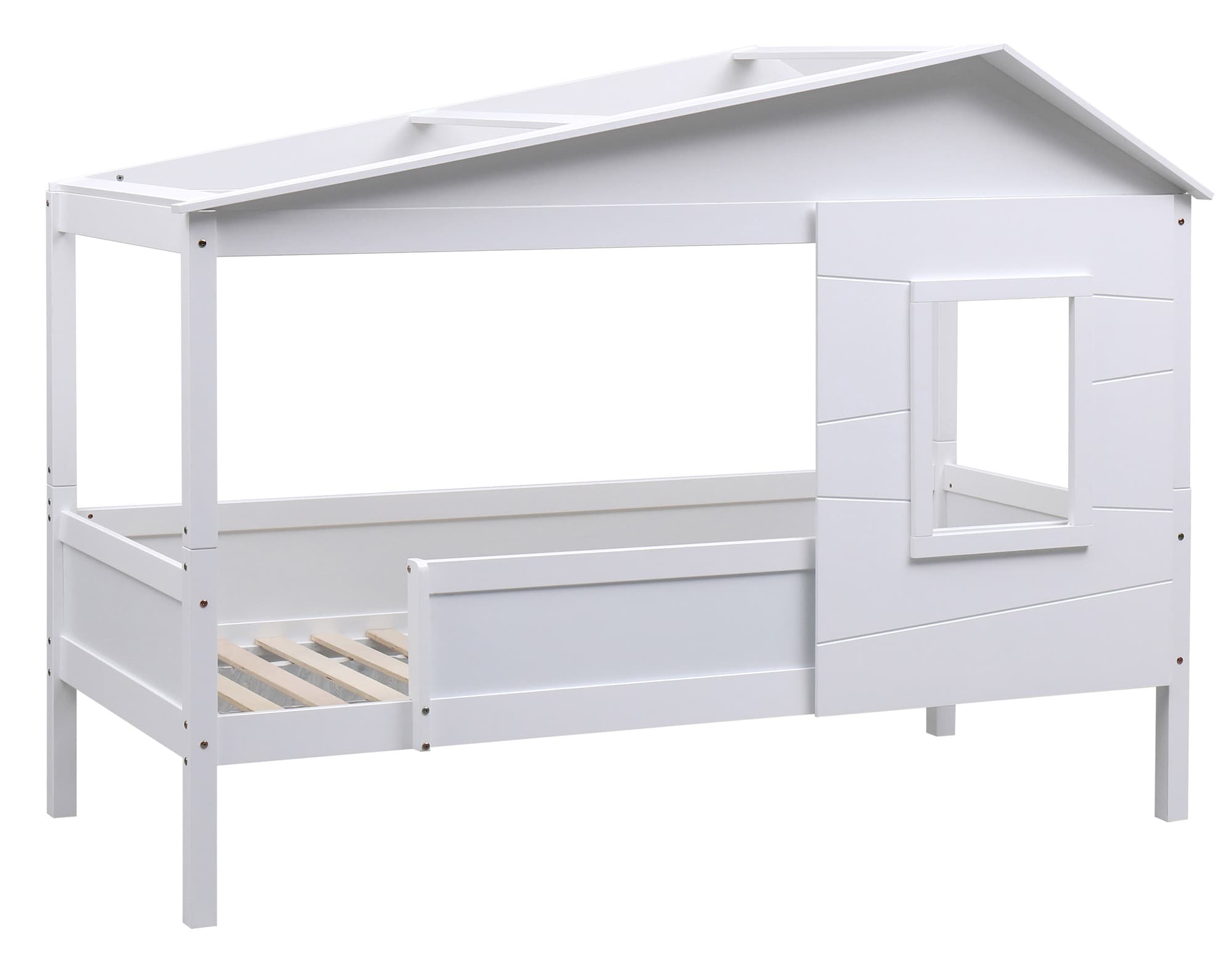 CLP Kinderbett Tessa Aus Kiefernholz I Himmelbett Mit Fenster I Hausbett Mit Rausfallschutz - Bild 1