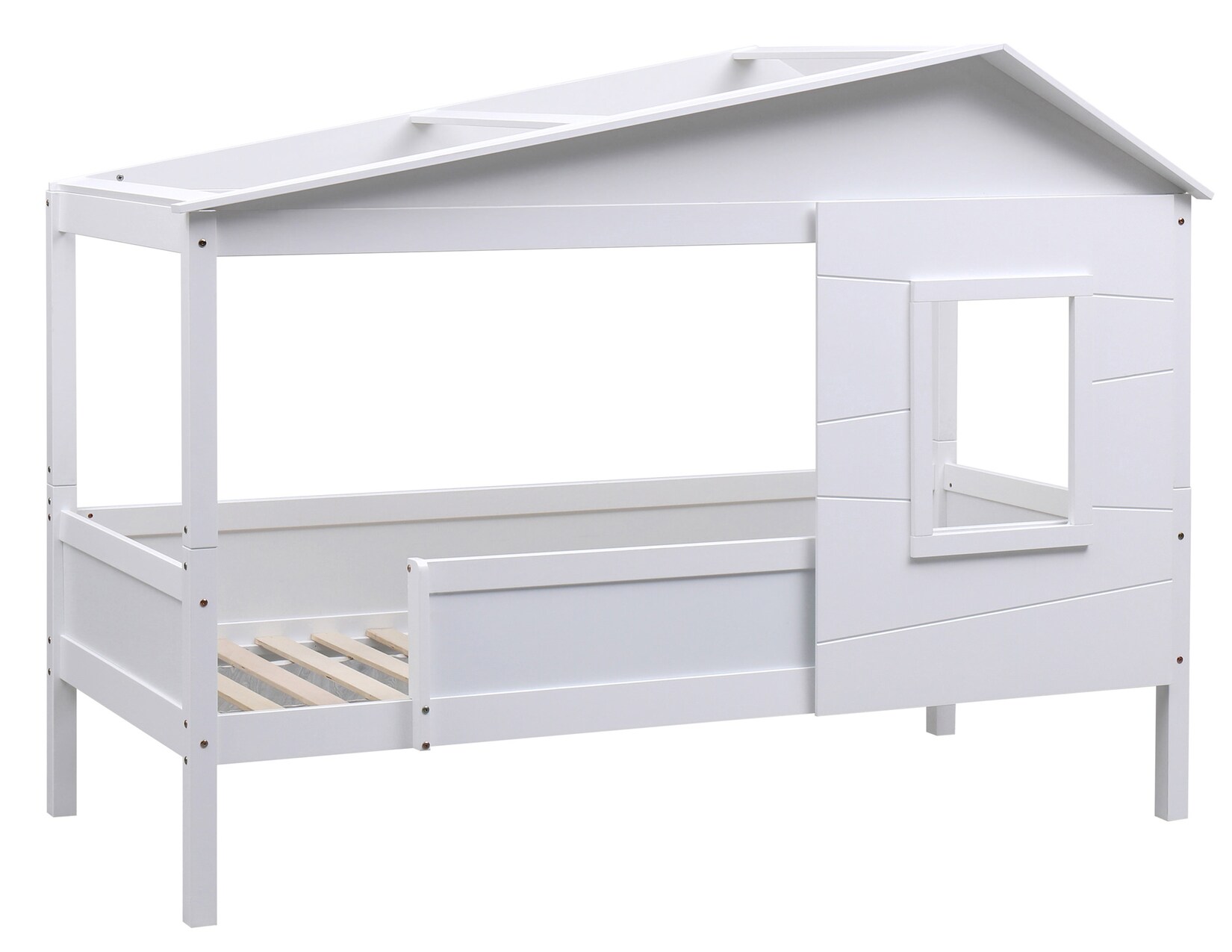 CLP Kinderbett Tessa Aus Kiefernholz I Himmelbett Mit Fenster I Hausbett Mit Rausfallschutz | 04251756464837