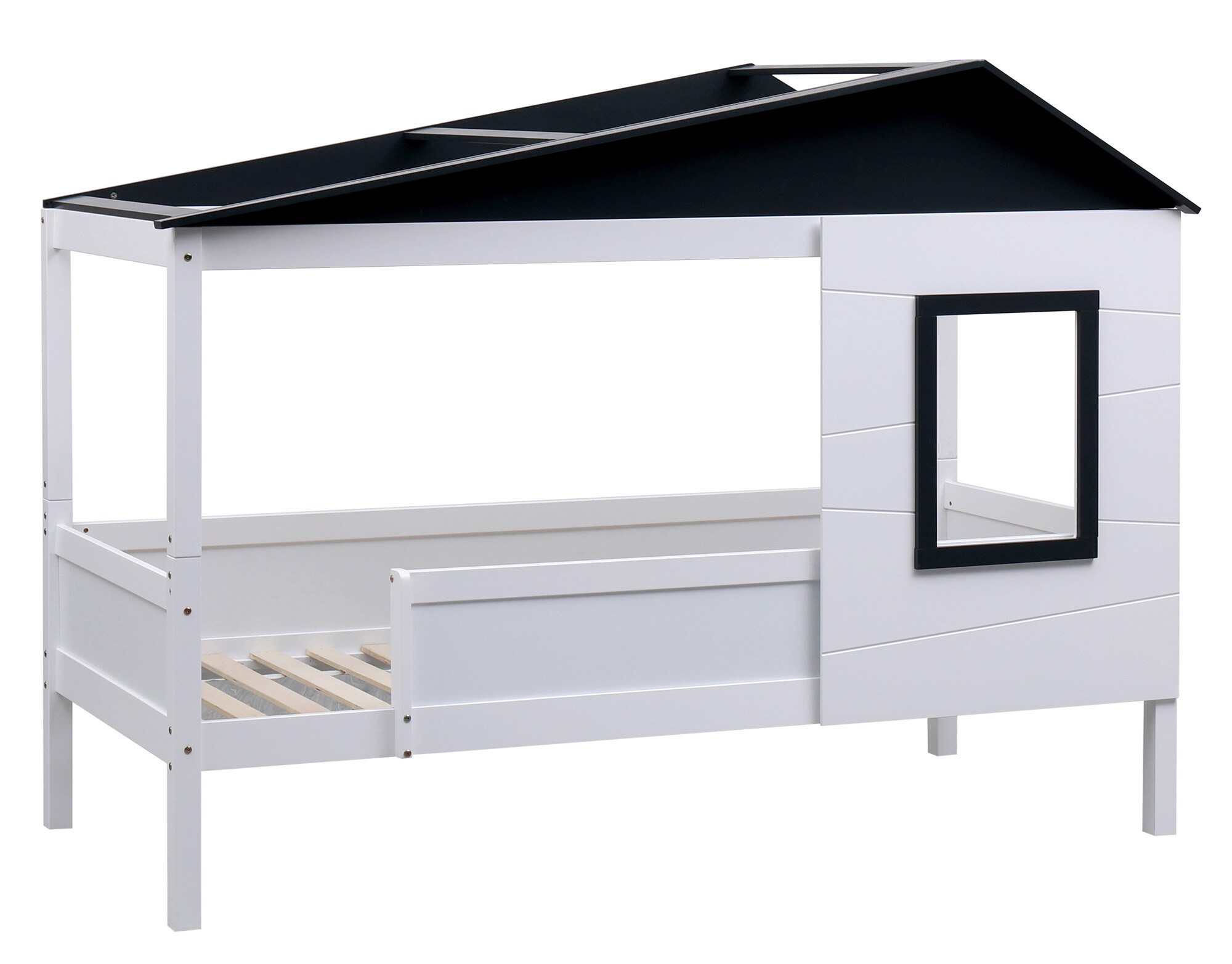 CLP Kinderbett Tessa Aus Kiefernholz I Himmelbett Mit Fenster I Hausbett Mit Rausfallschutz - Bild 1