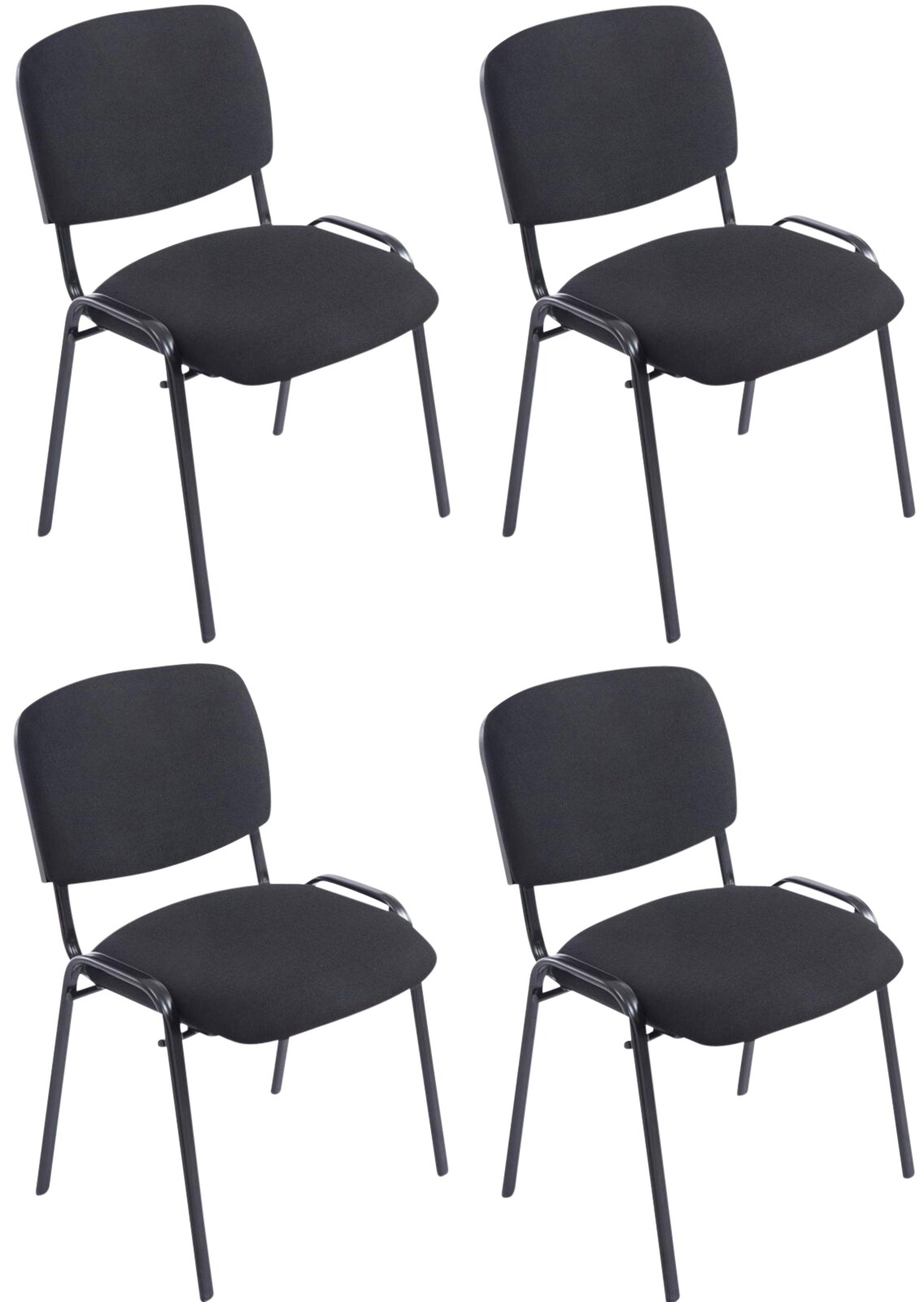 CLP 4er Set Stühle XL Ken Stoff I Stapelstühle Mit Metallgestell Und Stoffbezug Und Gepolsterter Rückenlehne