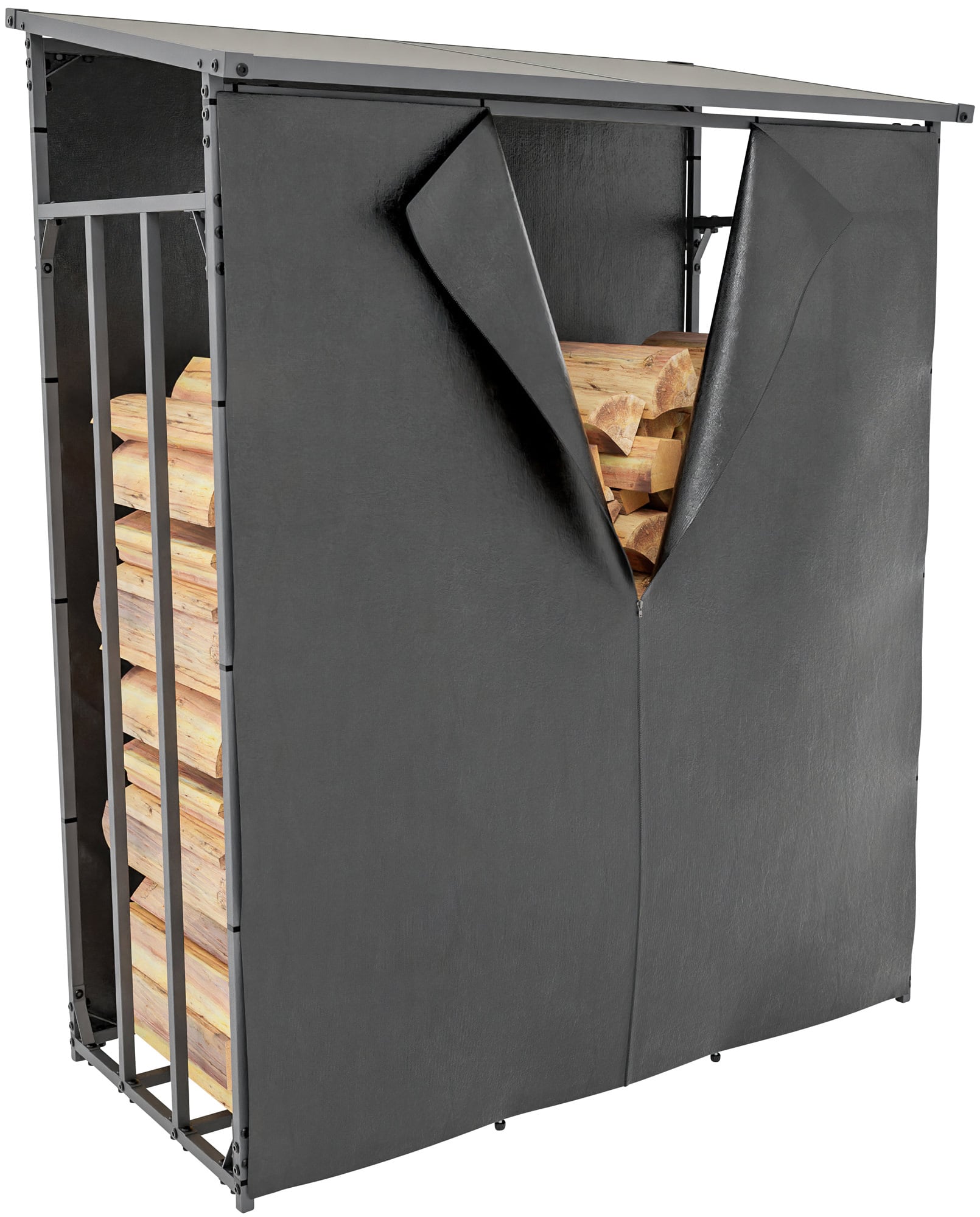 CLP Kaminholzunterstand Ruston Aluminium + Abdeckplane I Kaminholzregal Anthrazit I Holzlager Aus Aluminium I Feuerholzregal F&uuml;r Au&szlig;en - Bild 1