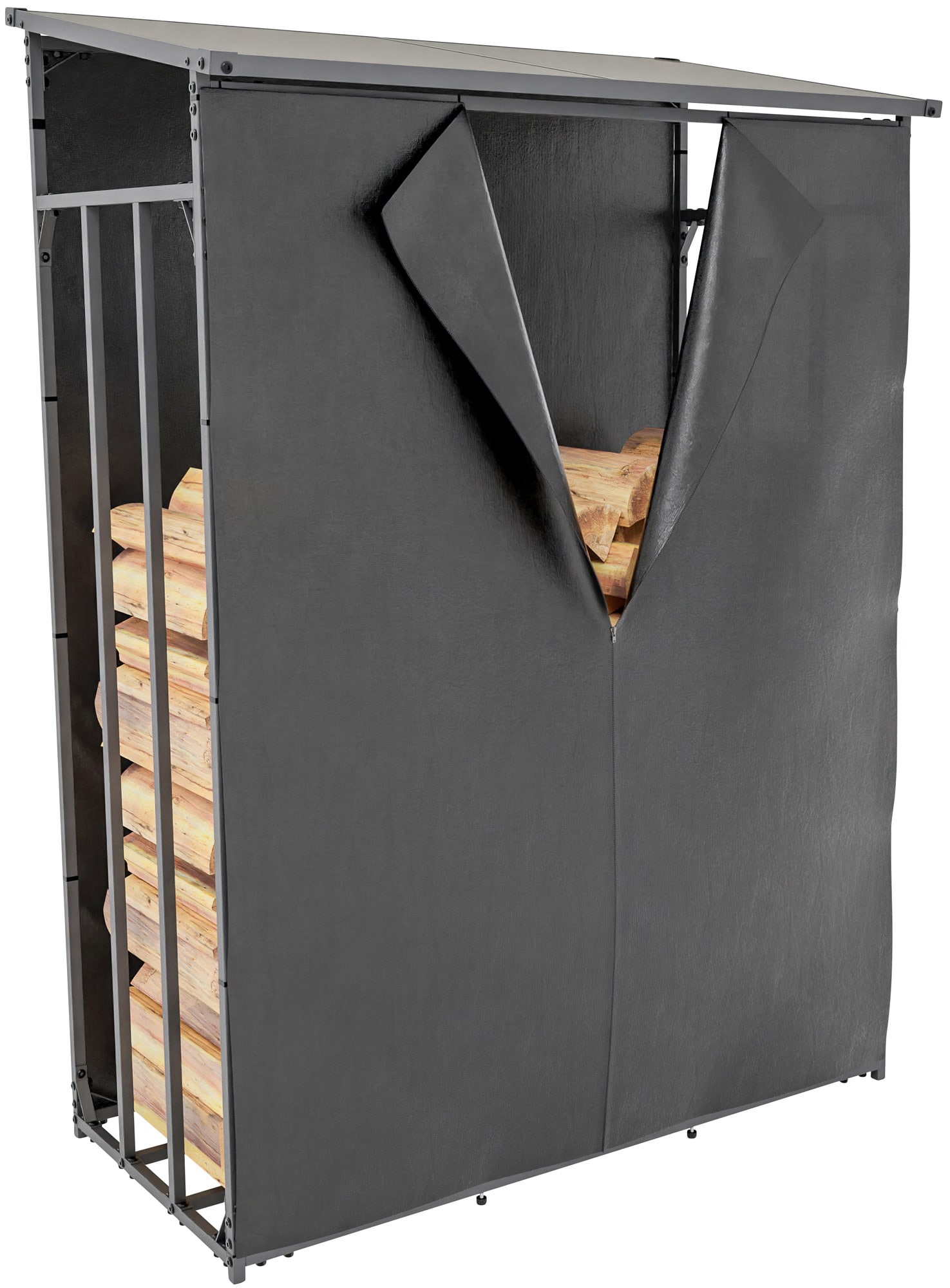 CLP Kaminholzunterstand Ruston Aluminium + Abdeckplane I Kaminholzregal Anthrazit I Holzlager Aus Aluminium I Feuerholzregal F&uuml;r Au&szlig;en - Bild 1