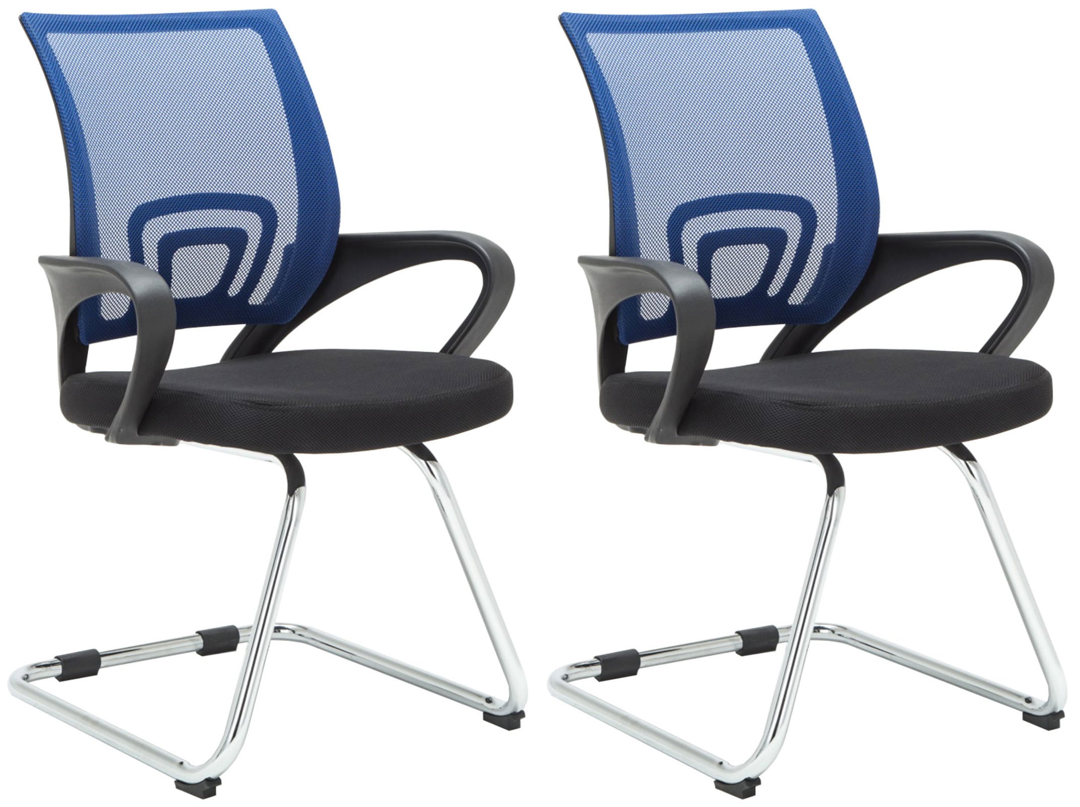 CLP 2er Set Freischwinger Eureka I Polsterstuhl mit Stoffbezug I R&uuml;ckenlehne mit Netzbezug I Esszimmerstuhl mit Metallgestell - Bild 1