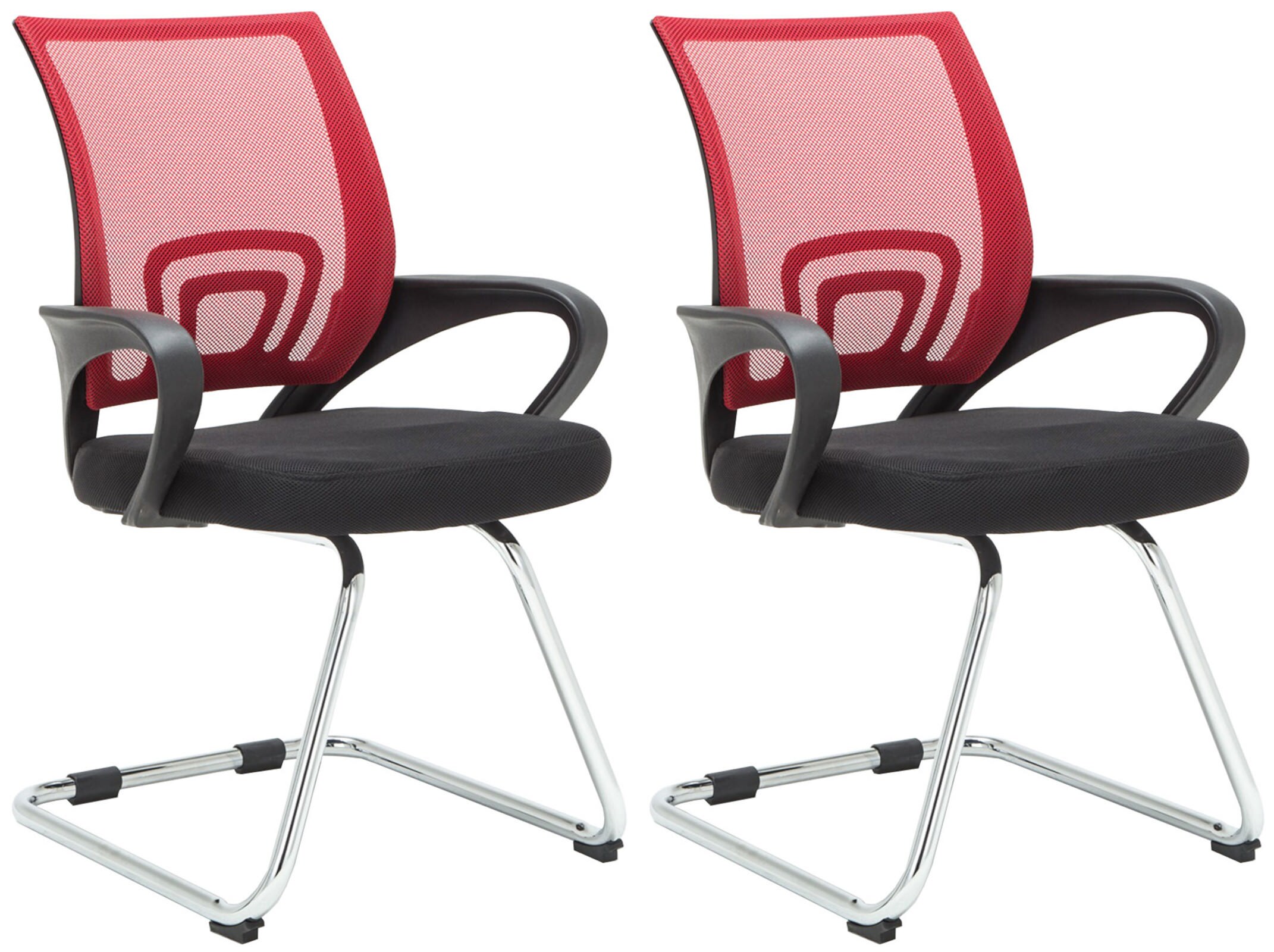 CLP 2er Set Freischwinger Eureka I Polsterstuhl mit Stoffbezug I R&uuml;ckenlehne mit Netzbezug I Esszimmerstuhl mit Metallgestell - Bild 1