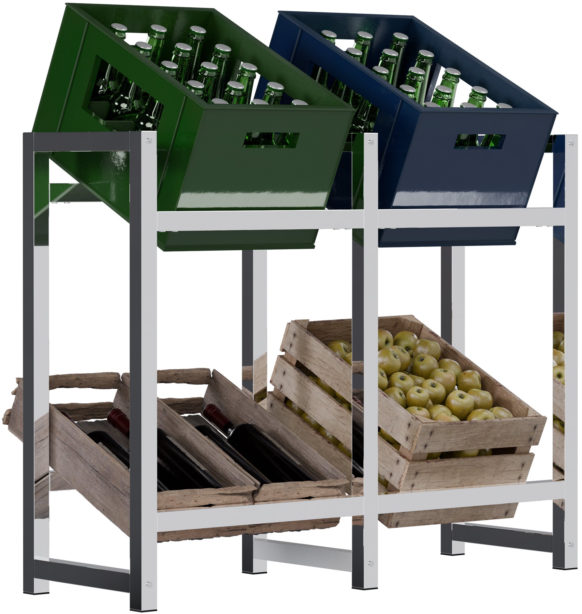 CLP Getr&auml;nkekistenst&auml;nder Metall freistehend Stack, platzsparendes Getr&auml;nkekistenregal robust und platzsparend f&uuml;r Getr&auml;nkekisten - Bild 1