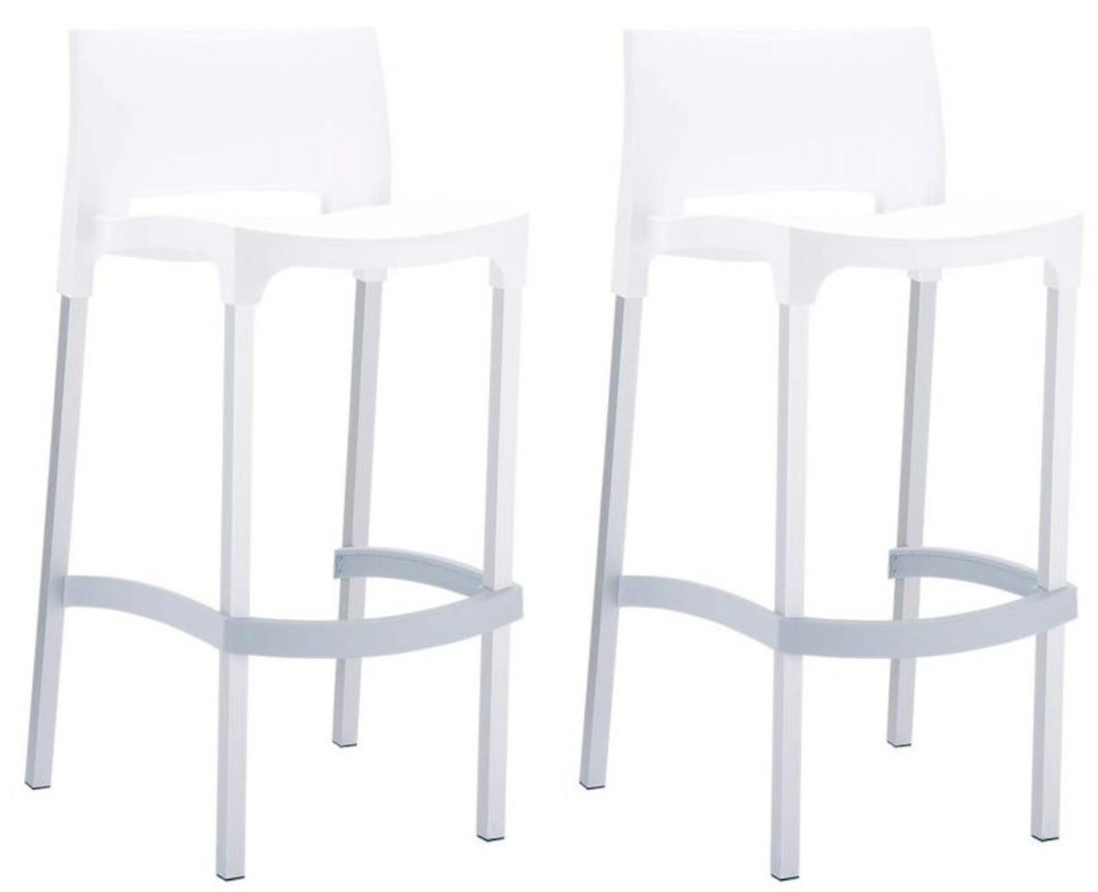 CLP 2er Set Outdoor-Barhocker Gio Mit Kunststoffsitz I Mit Lehne Und Fu&szlig;st&uuml;tze I Aluminiumgestell - Bild 1