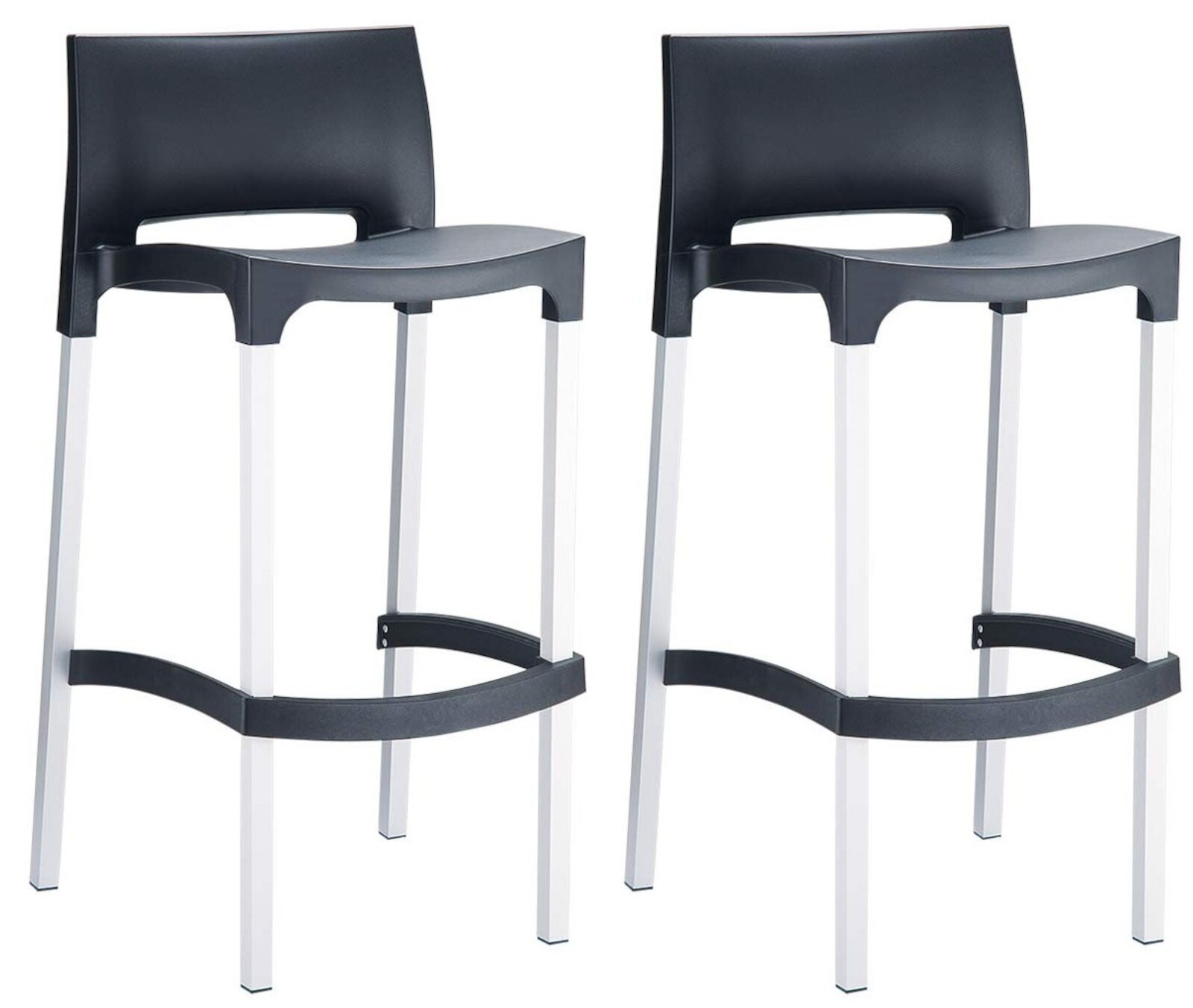 CLP 2er Set Outdoor-Barhocker Gio Mit Kunststoffsitz I Mit Lehne Und Fu&szlig;st&uuml;tze I Aluminiumgestell - Bild 1