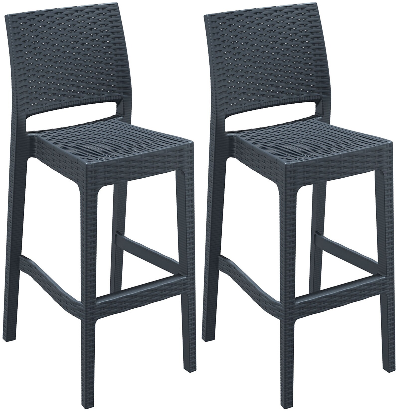 CLP 2er Set Barhocker Jamaica Mit Fußstütze I Outdoor-Tresenhocker In Rattan-Optik I Stapelbare Barstühle