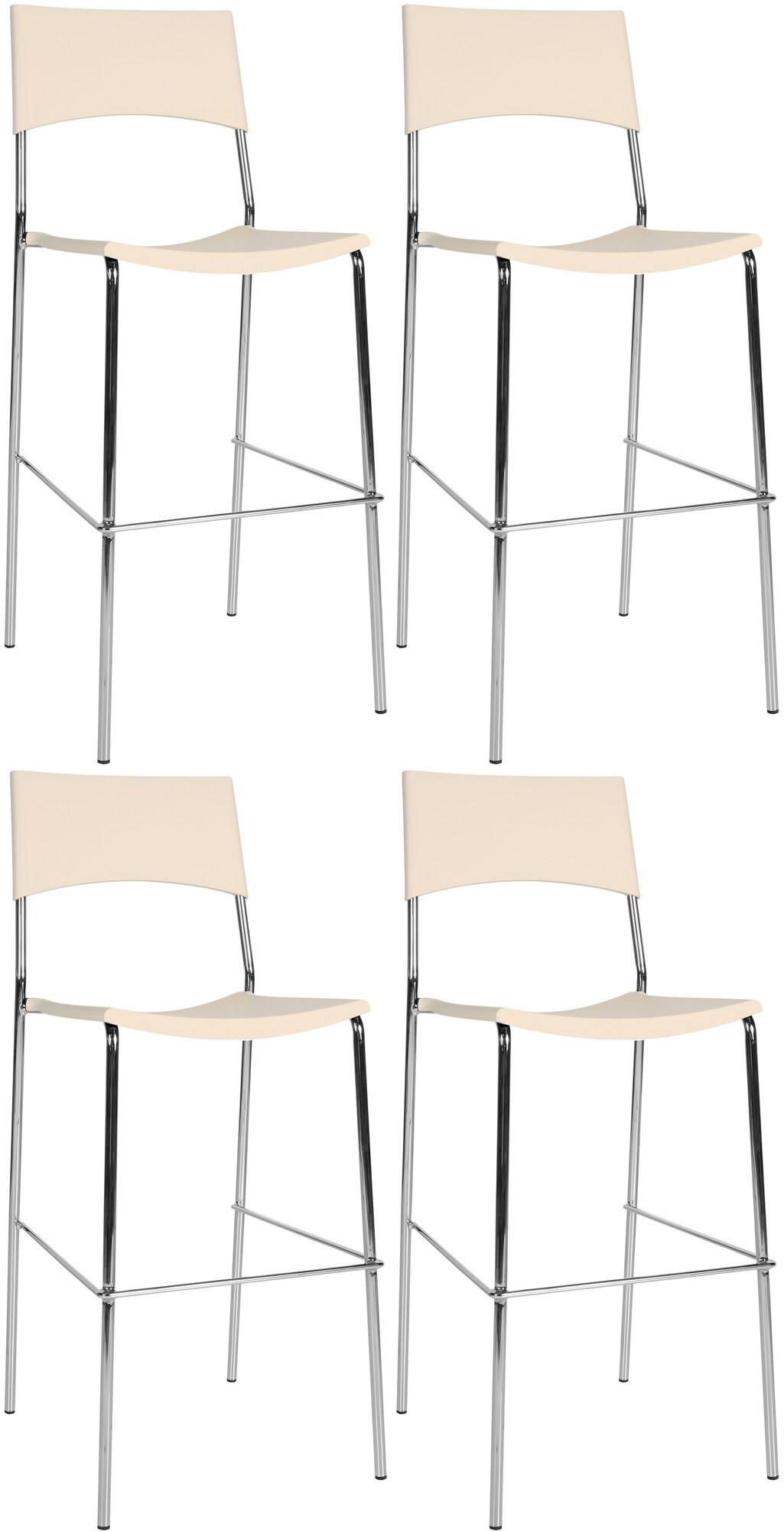 CLP 4er Set Barhocker Genua I Mit Kunststoffsitz Und Metallgestell In Chrom-Optik I Stapelbarer Bistrohocker - Bild 1