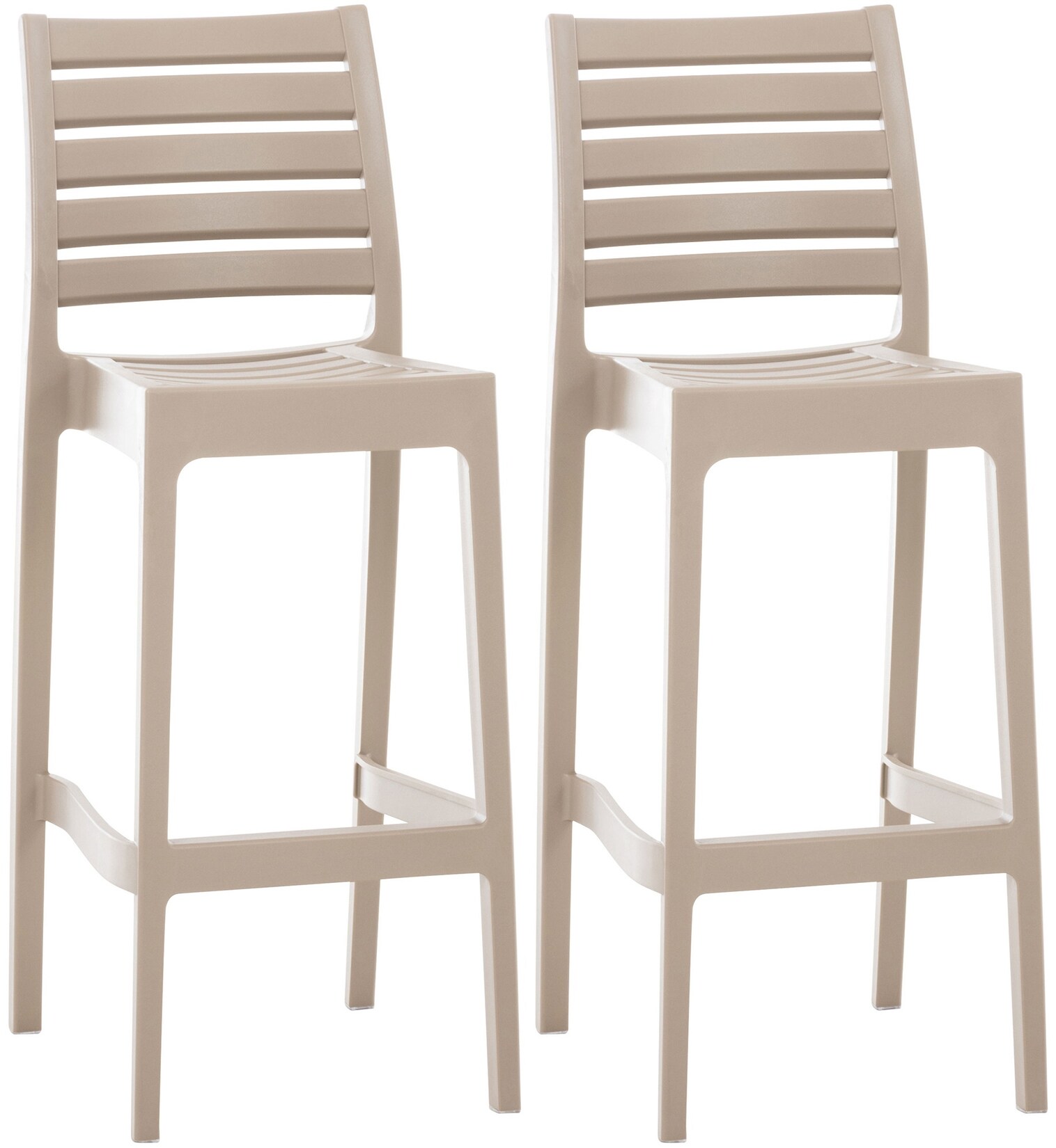 CLP 2er Set Outdoor-Barhocker Ares Mit Fußstütze I Stapelbare Tresenhocker In Rattan-Optik