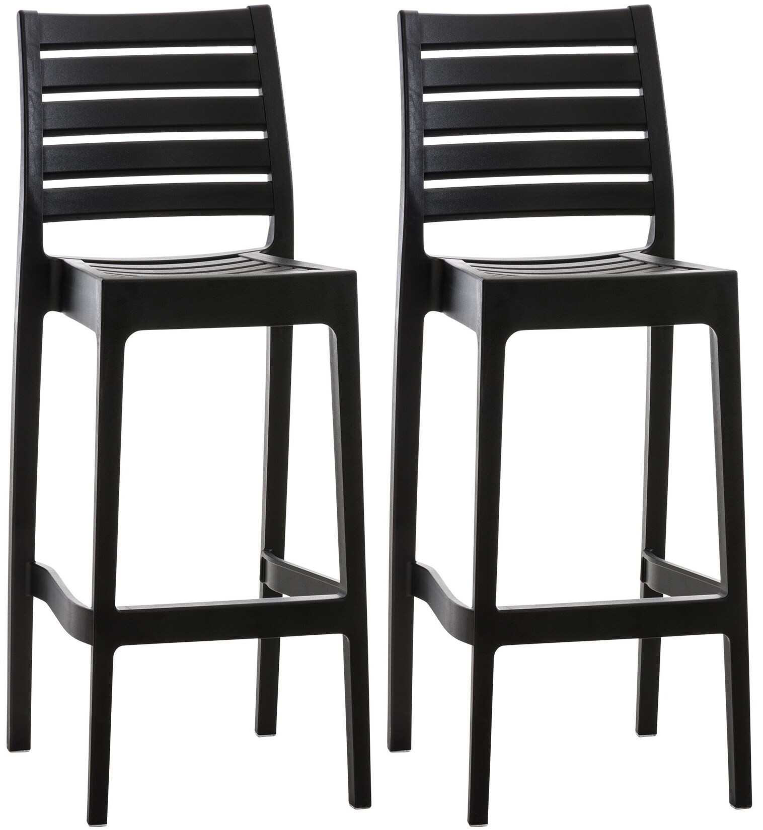CLP 2er Set Outdoor-Barhocker Ares Mit Fußstütze I Stapelbare Tresenhocker In Rattan-Optik
