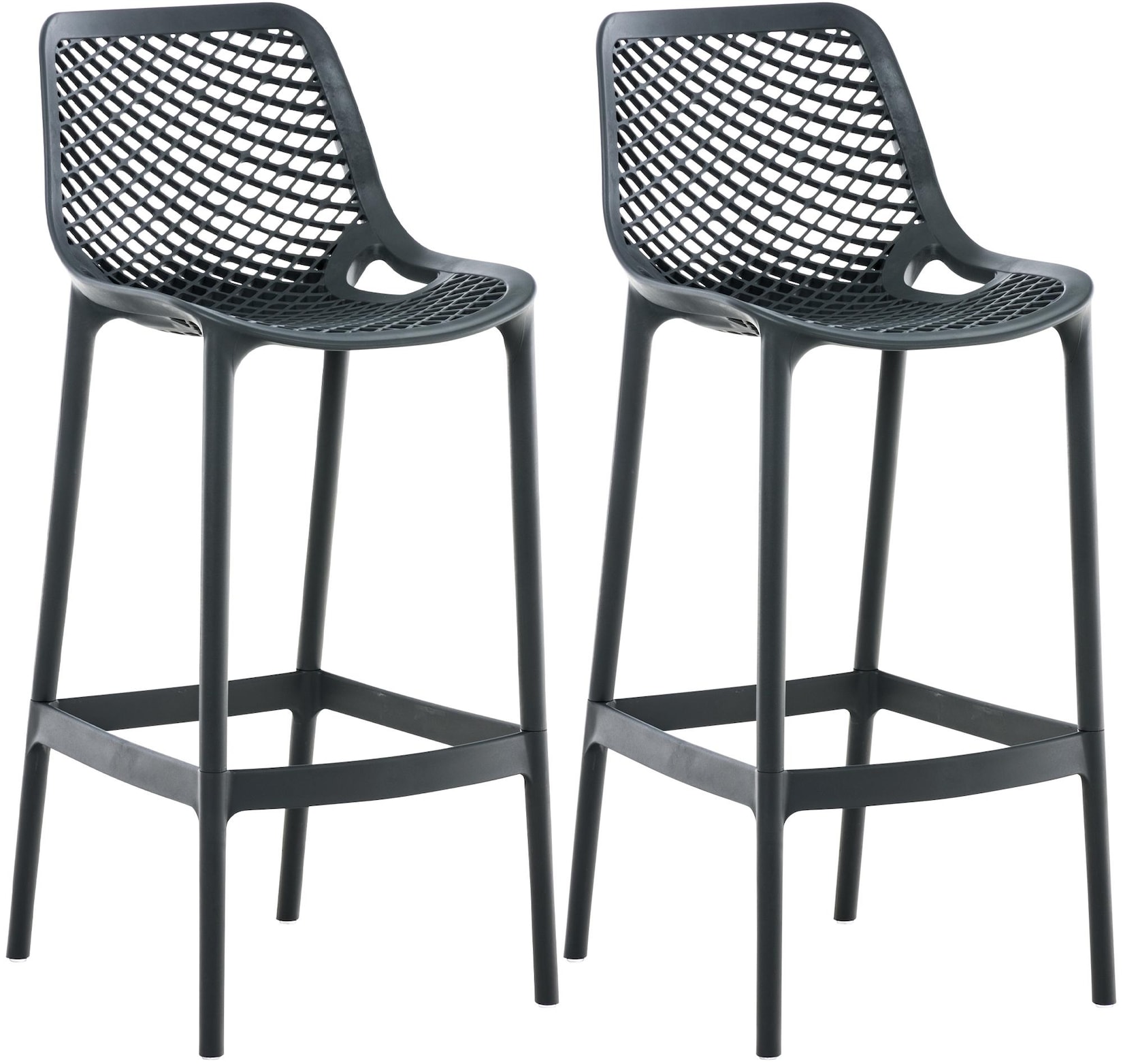 CLP Barhocker 2er Set Garten wetterfest Air, Gartenstühle mit Lehne, Tresenstühle wetterfest UV-beständig aus Kunststoff, bis 160 kg
