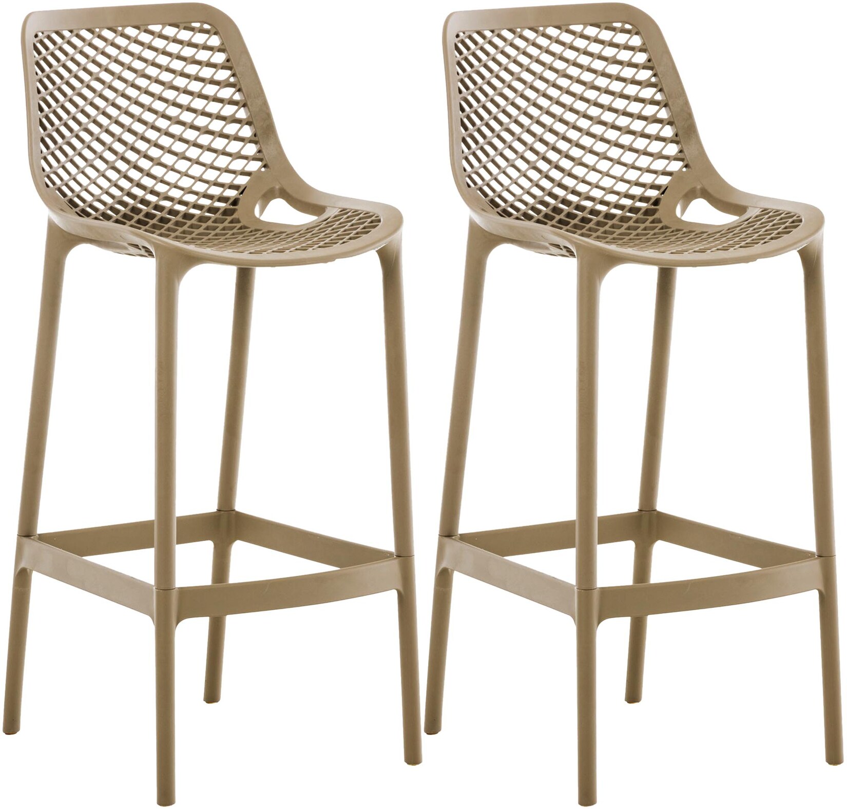 CLP Barhocker 2er Set Garten wetterfest Air, Gartenstühle mit Lehne, Tresenstühle wetterfest UV-beständig aus Kunststoff, bis 160 kg