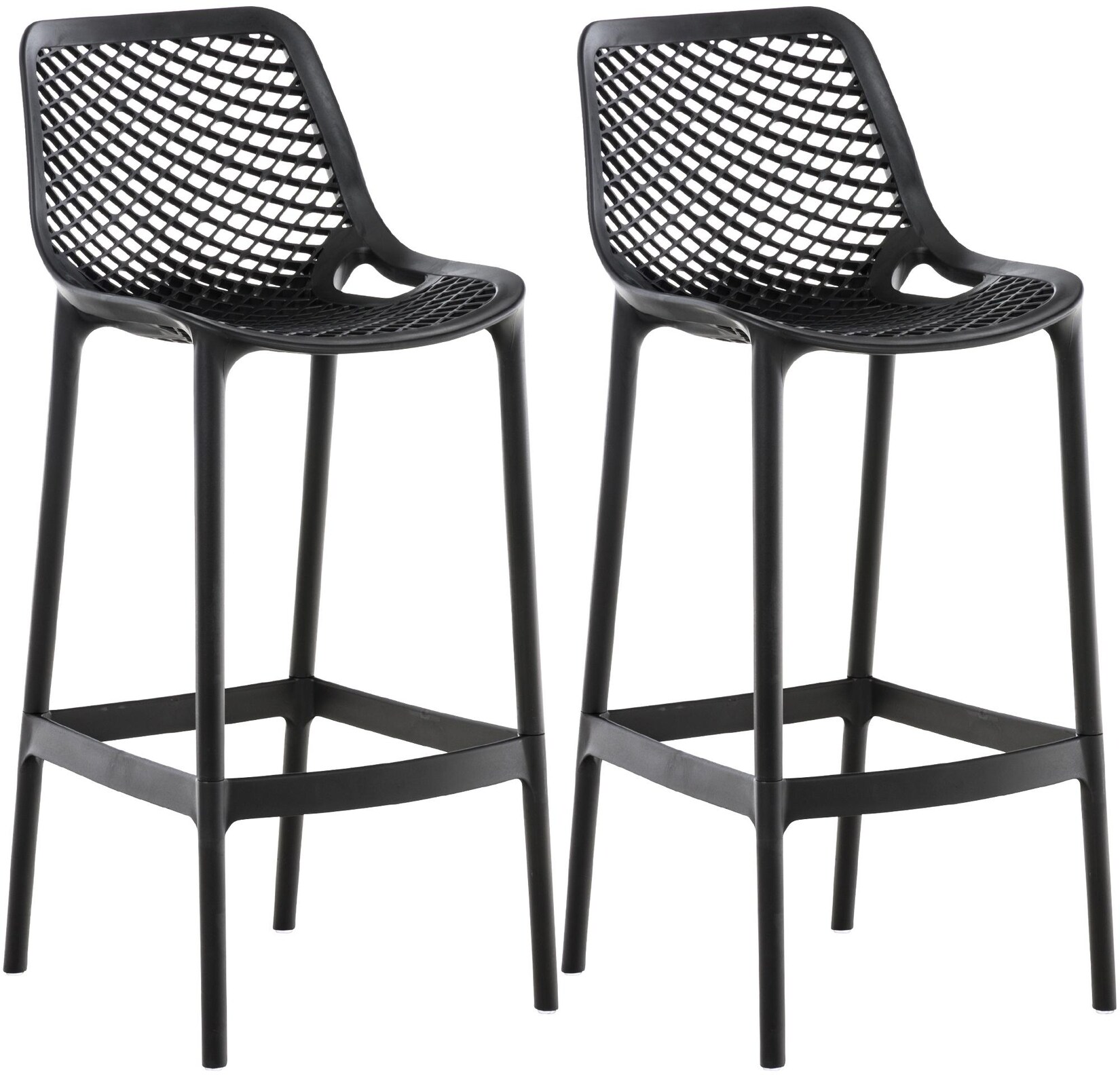 CLP Barhocker 2er Set Garten wetterfest Air, Gartenstühle mit Lehne, Tresenstühle wetterfest UV-beständig aus Kunststoff, bis 160 kg