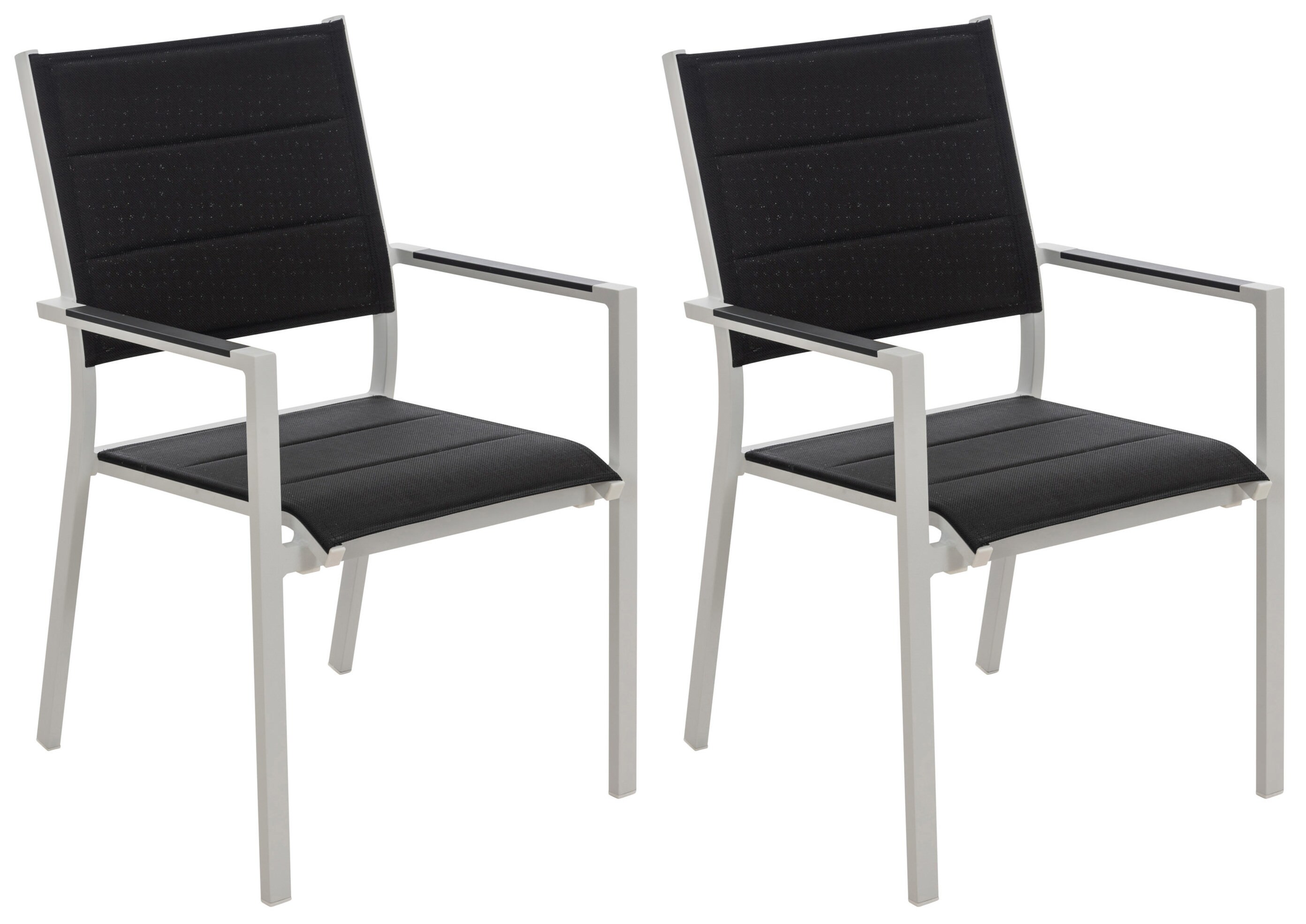 CLP 2er Set Gartenst&uuml;hle Jones I Lehnst&uuml;hle Mit Textilene-Bezug I Stapelst&uuml;hle Aus Aluminium - Bild 1