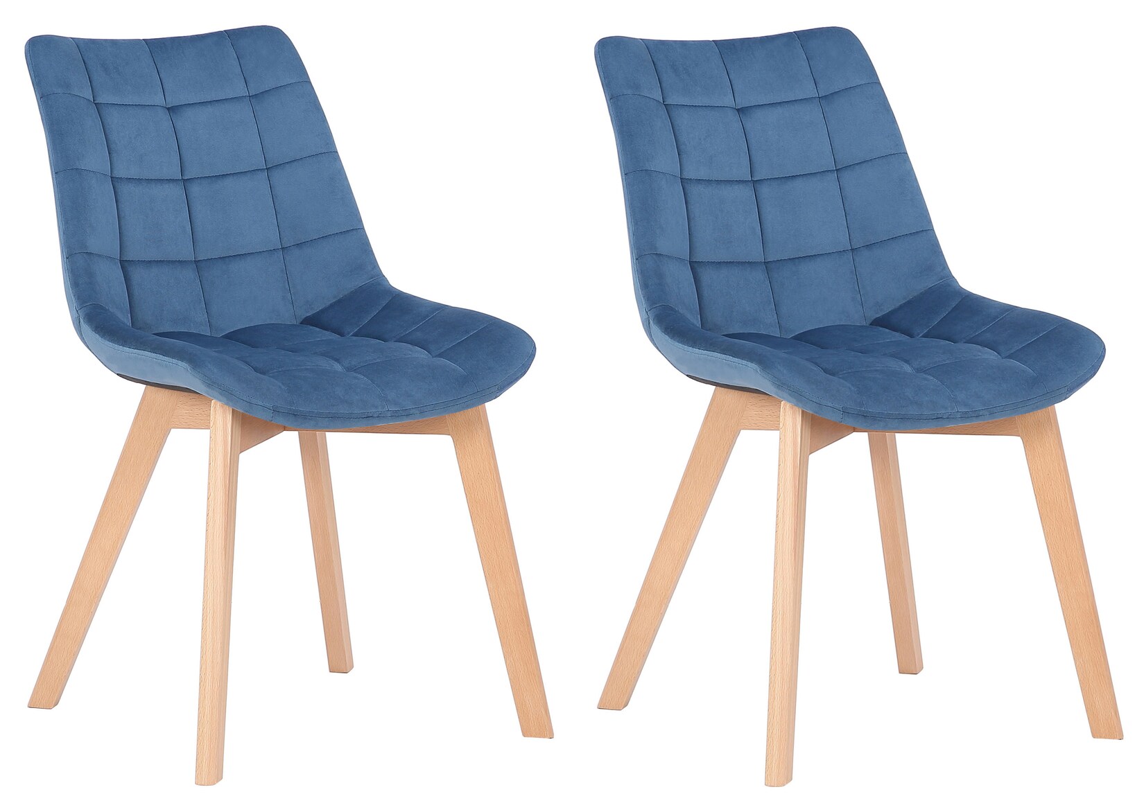 CLP 2er-Set Esszimmerstühle Passaic Samt, ergonomisch gepolstert & gesteppt, mit Bodenschonern, bis 150 kg belastbar
