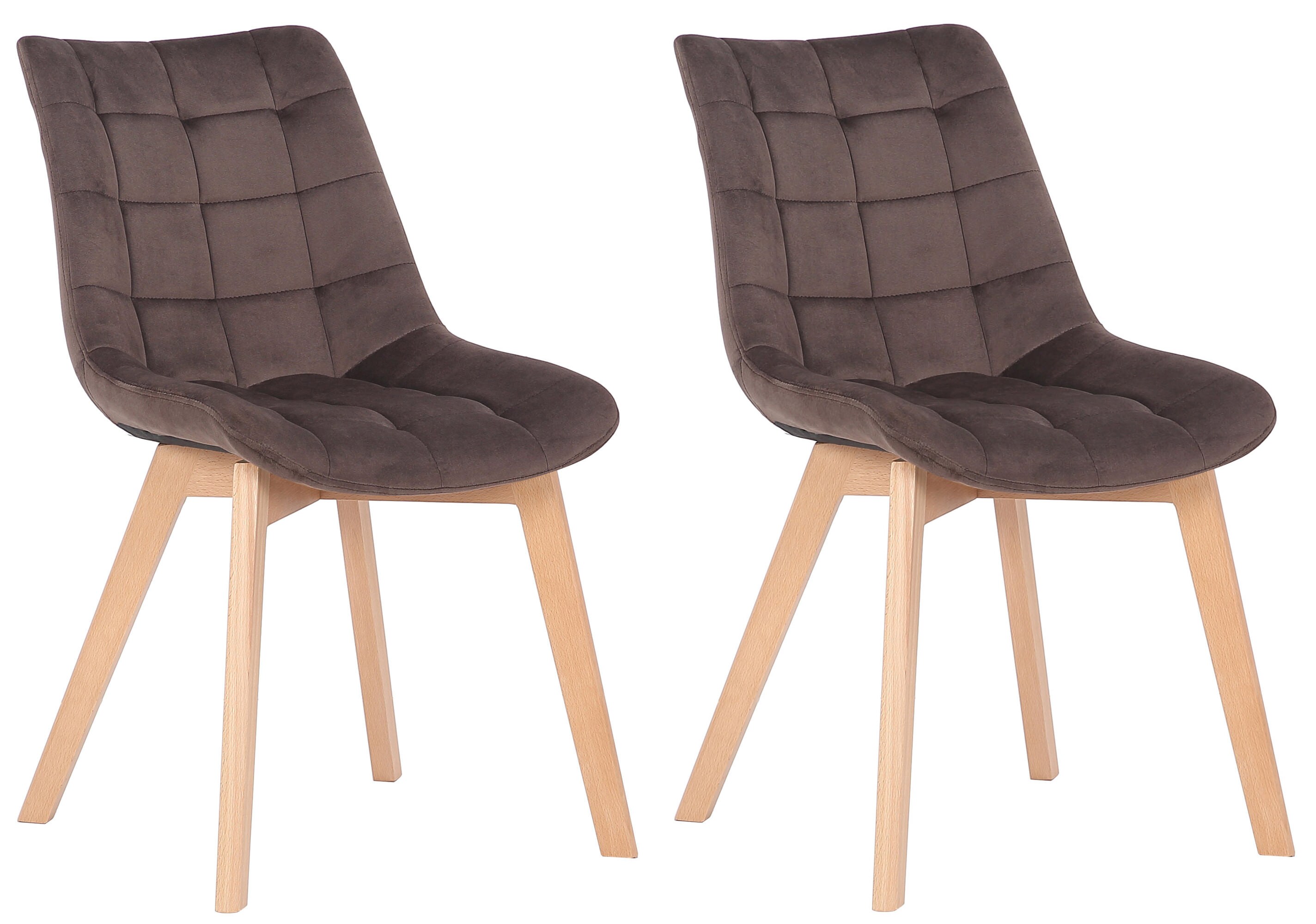 CLP 2er-Set Esszimmerst&uuml;hle Passaic Samt, ergonomisch gepolstert & gesteppt, mit Bodenschonern, bis 150 kg belastbar - Bild 1
