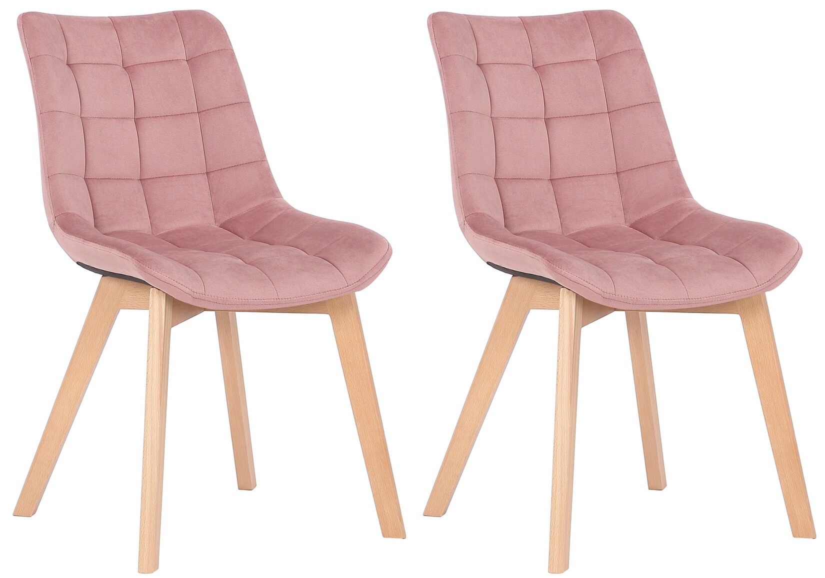 CLP 2er-Set Esszimmerstühle Passaic Samt, ergonomisch gepolstert & gesteppt, mit Bodenschonern, bis 150 kg belastbar