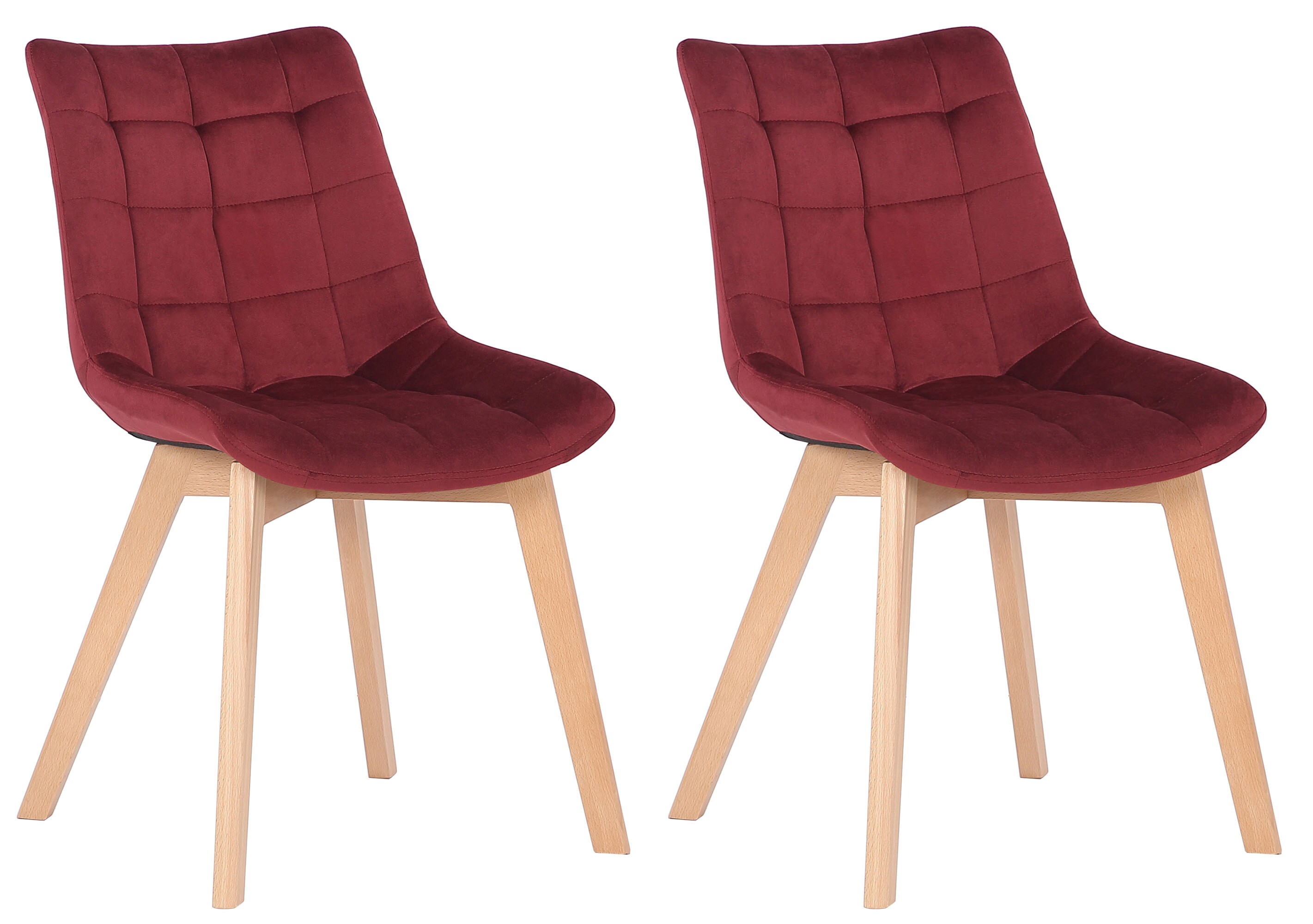 CLP 2er-Set Esszimmerst&uuml;hle Passaic Samt, ergonomisch gepolstert & gesteppt, mit Bodenschonern, bis 150 kg belastbar - Bild 1