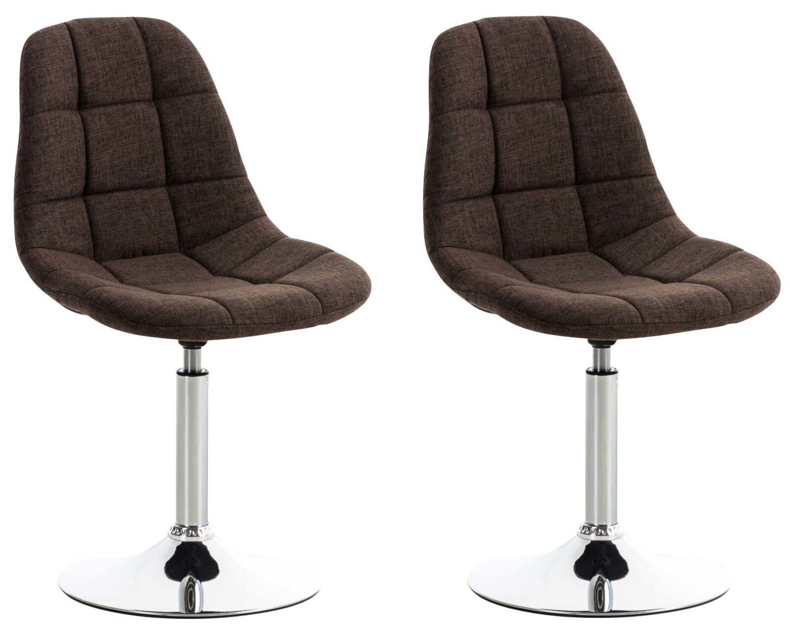 CLP 2er Set St&uuml;hle Emil Stoff I Mit Gestepptem Sitz I Drehst&uuml;hle Mit Trompetenf&uuml;&szlig;e In Chromoptik - Bild 1