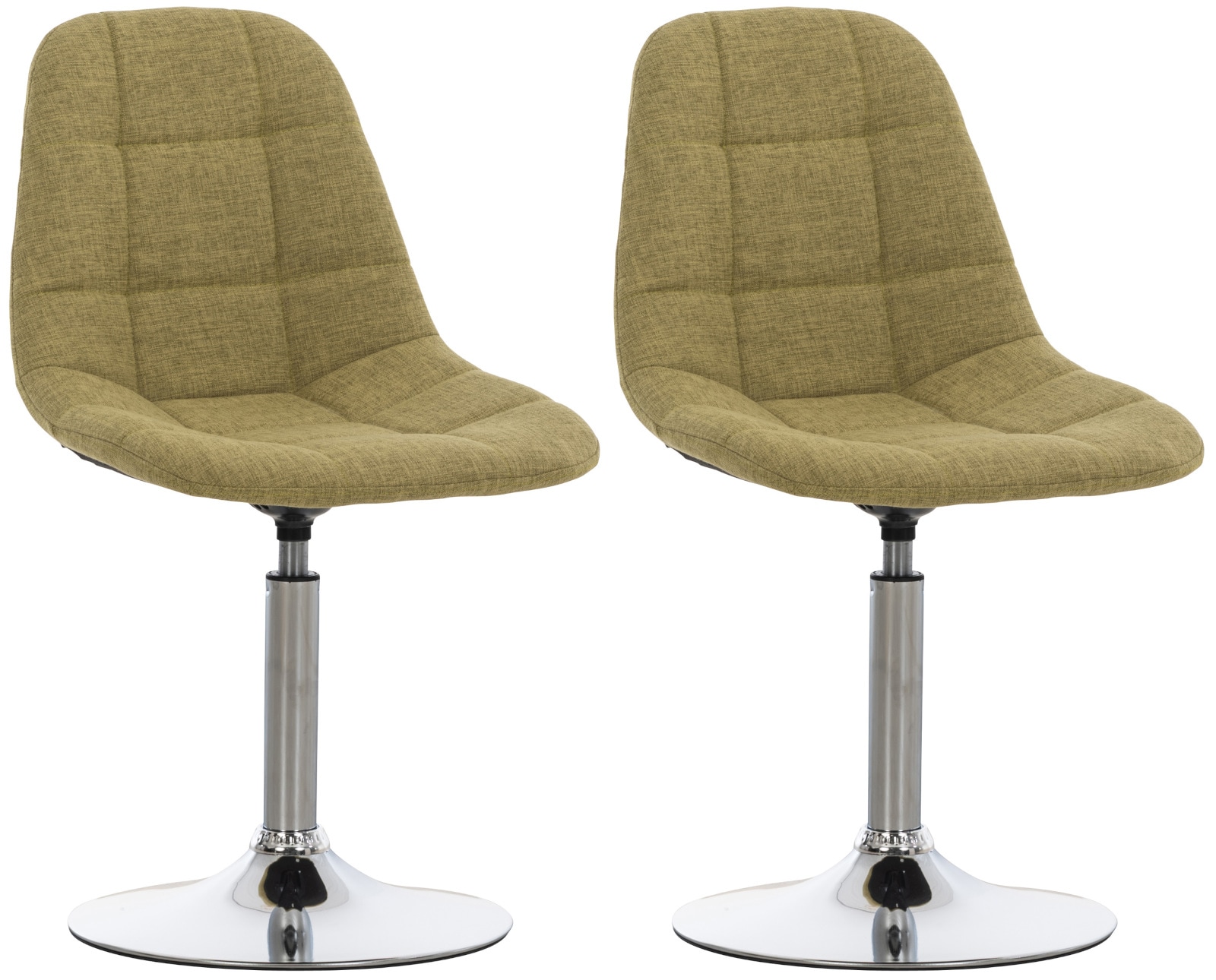 CLP 2er Set St&uuml;hle Emil Stoff I Mit Gestepptem Sitz I Drehst&uuml;hle Mit Trompetenf&uuml;&szlig;e In Chromoptik - Bild 1