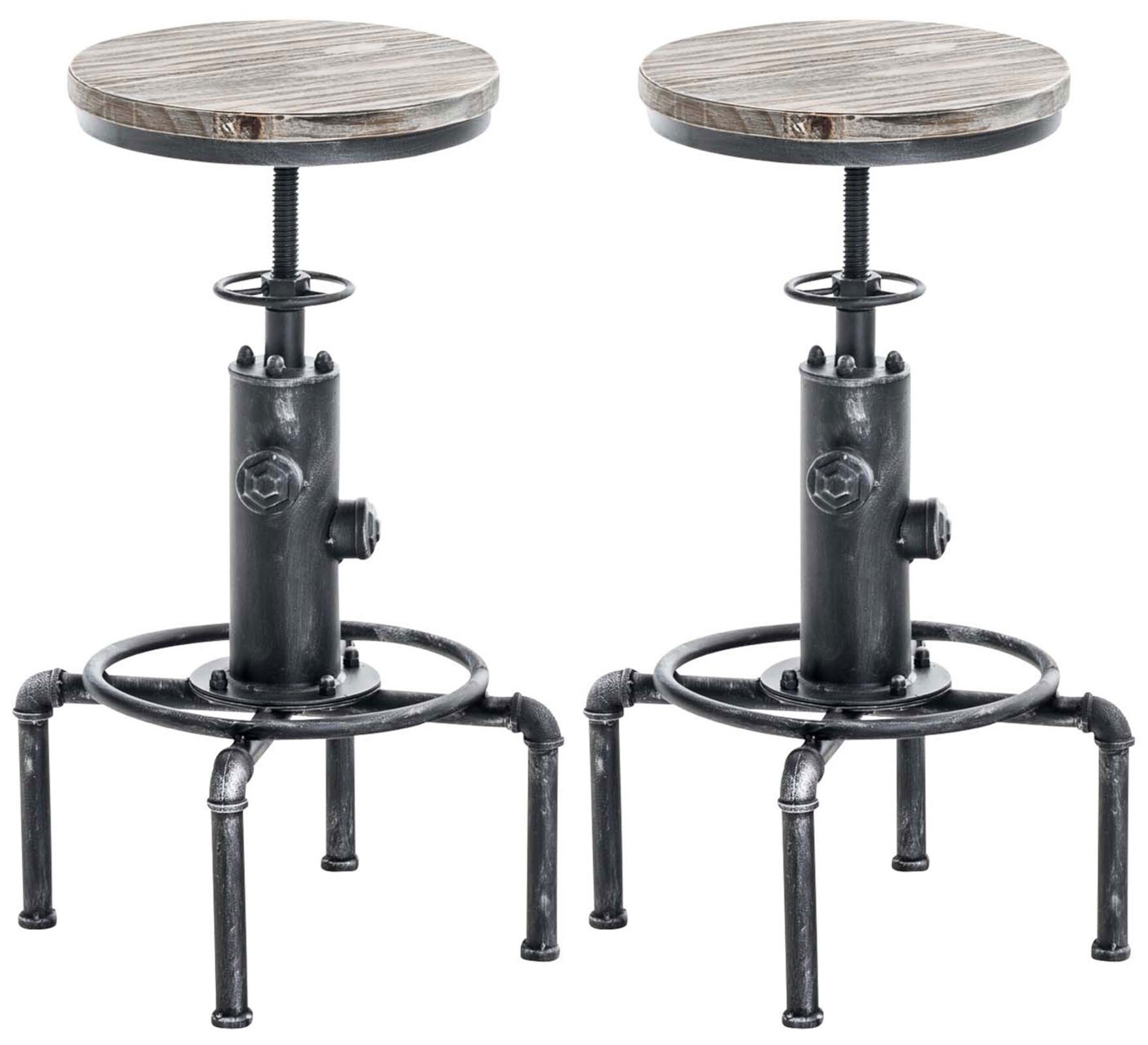 CLP 2er Set Metall-Barhocker Lumos mit h&ouml;henverstellbarem Holzsitz I Thekenhocker mit Fu&szlig;st&uuml;tze - Bild 1