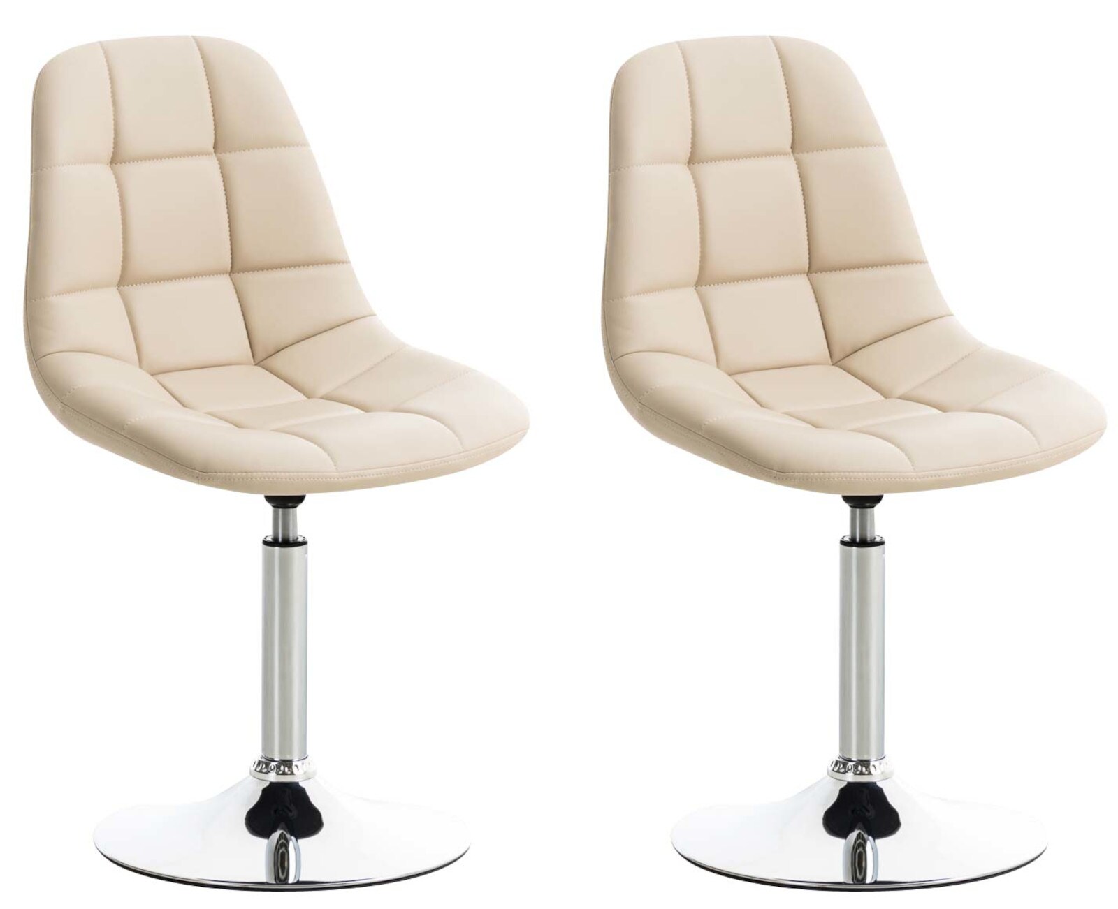 CLP 2er Set Stühle Emil Kunstleder I Mit Gestepptem Sitz I Drehstühle Mit Trompetenfüße In Chromoptik | 04251756467654