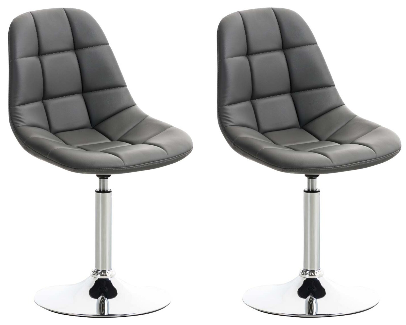 CLP 2er Set St&uuml;hle Emil Kunstleder I Mit Gestepptem Sitz I Drehst&uuml;hle Mit Trompetenf&uuml;&szlig;e In Chromoptik - Bild 1