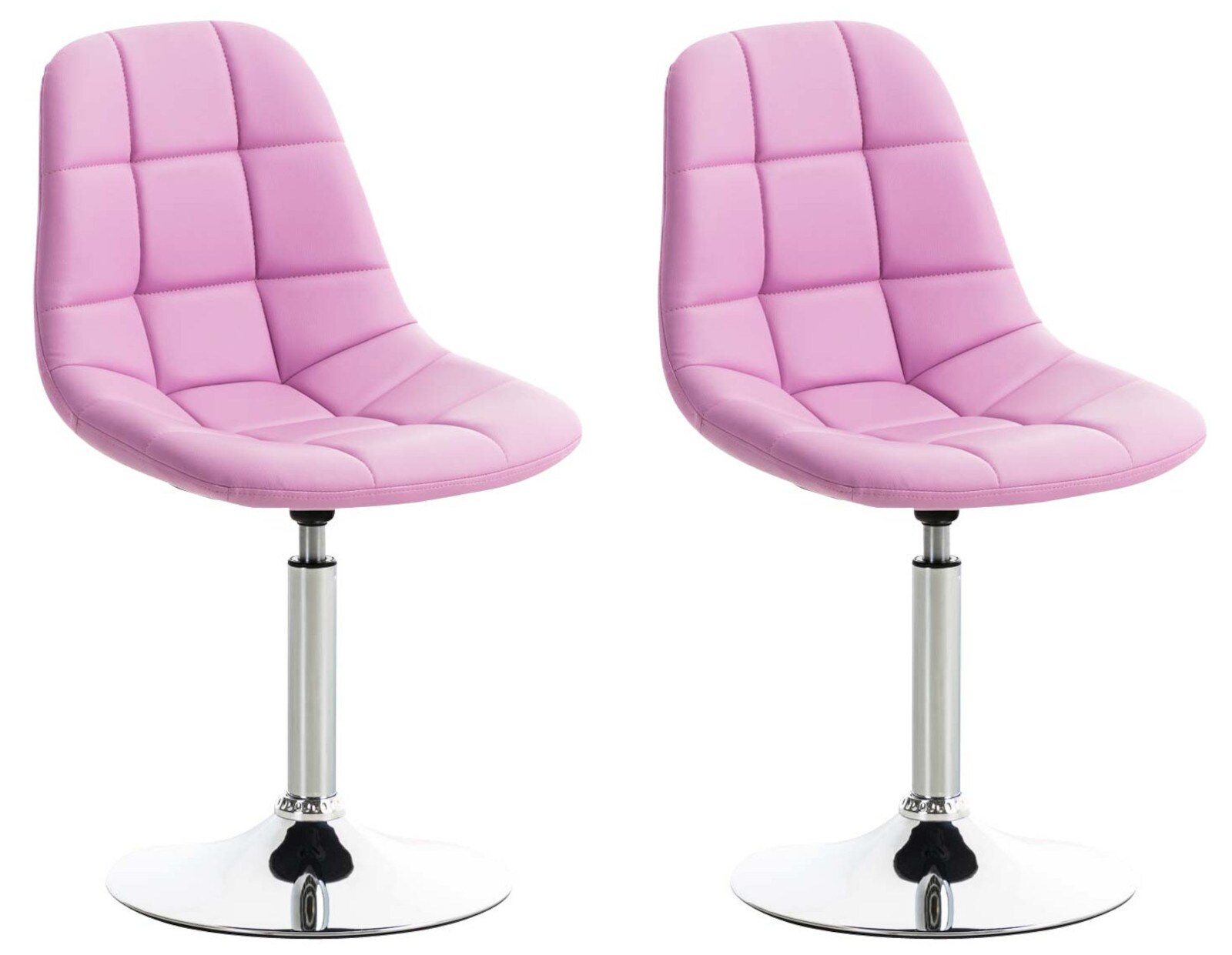 CLP 2er Set St&uuml;hle Emil Kunstleder I Mit Gestepptem Sitz I Drehst&uuml;hle Mit Trompetenf&uuml;&szlig;e In Chromoptik - Bild 1